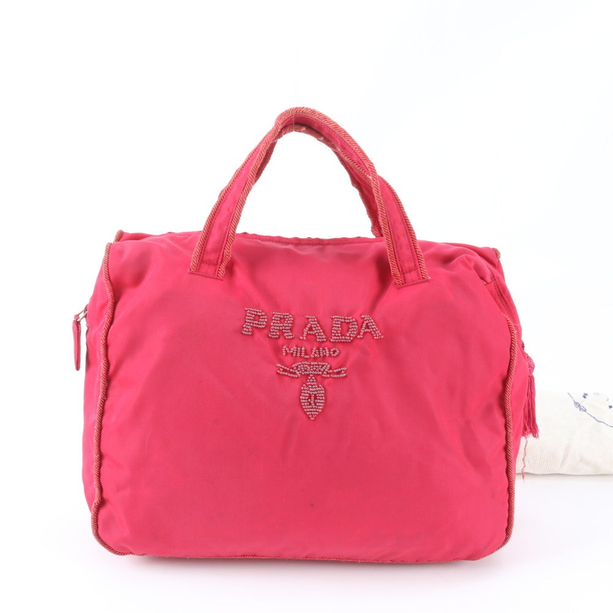 Prada Pink Nylon Handbag Tote Bag (Pre-Owned)