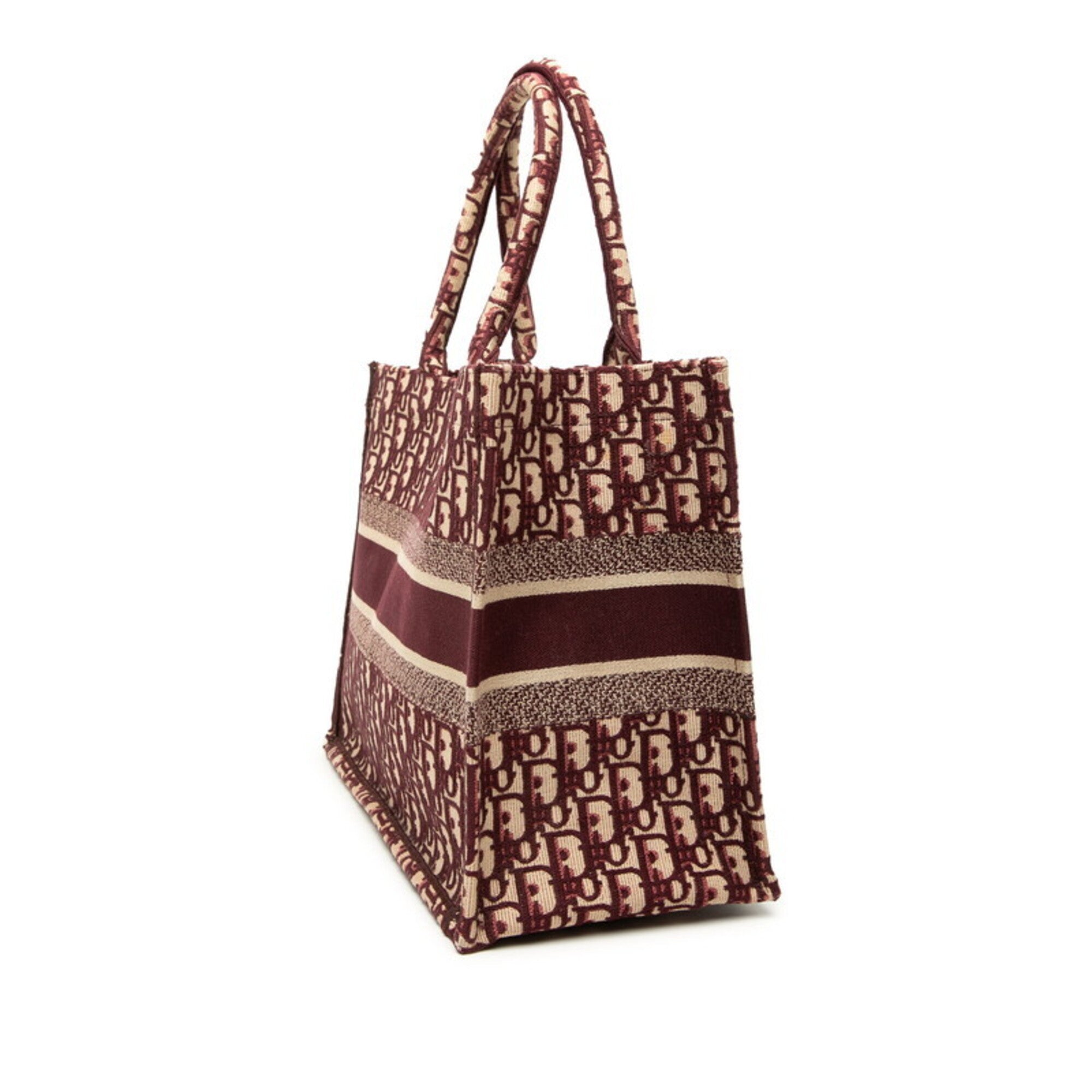 Christian Dior Beige Red Color Wine Canvas Shoulder Bag Tote Bag (Pre-Owned)