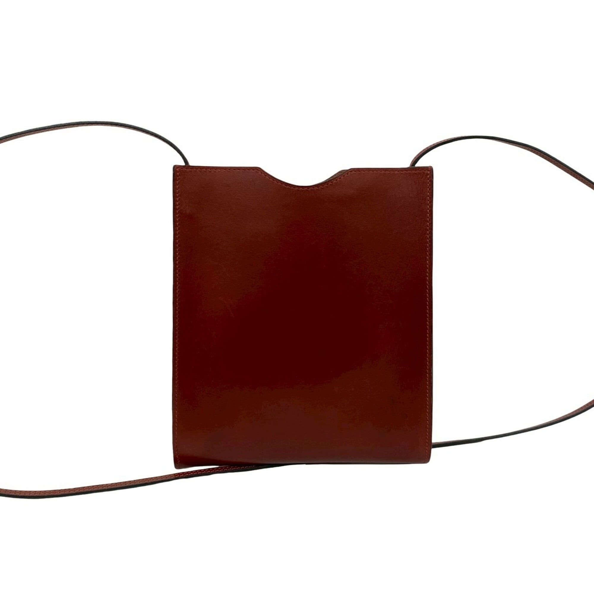Hermes Red Color Leather Pochette Shoulder Bag (Pre-Owned)