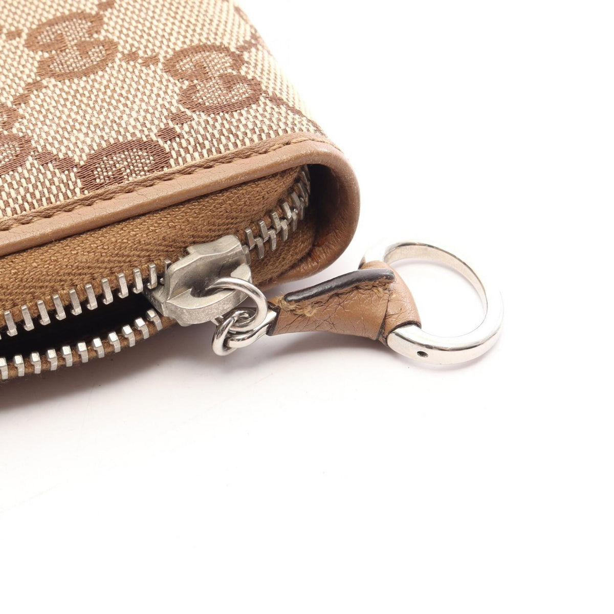 Gucci Beige Brown Gg Canvas Leather Long Wallet (Bi-Fold) (Pre-Owned)