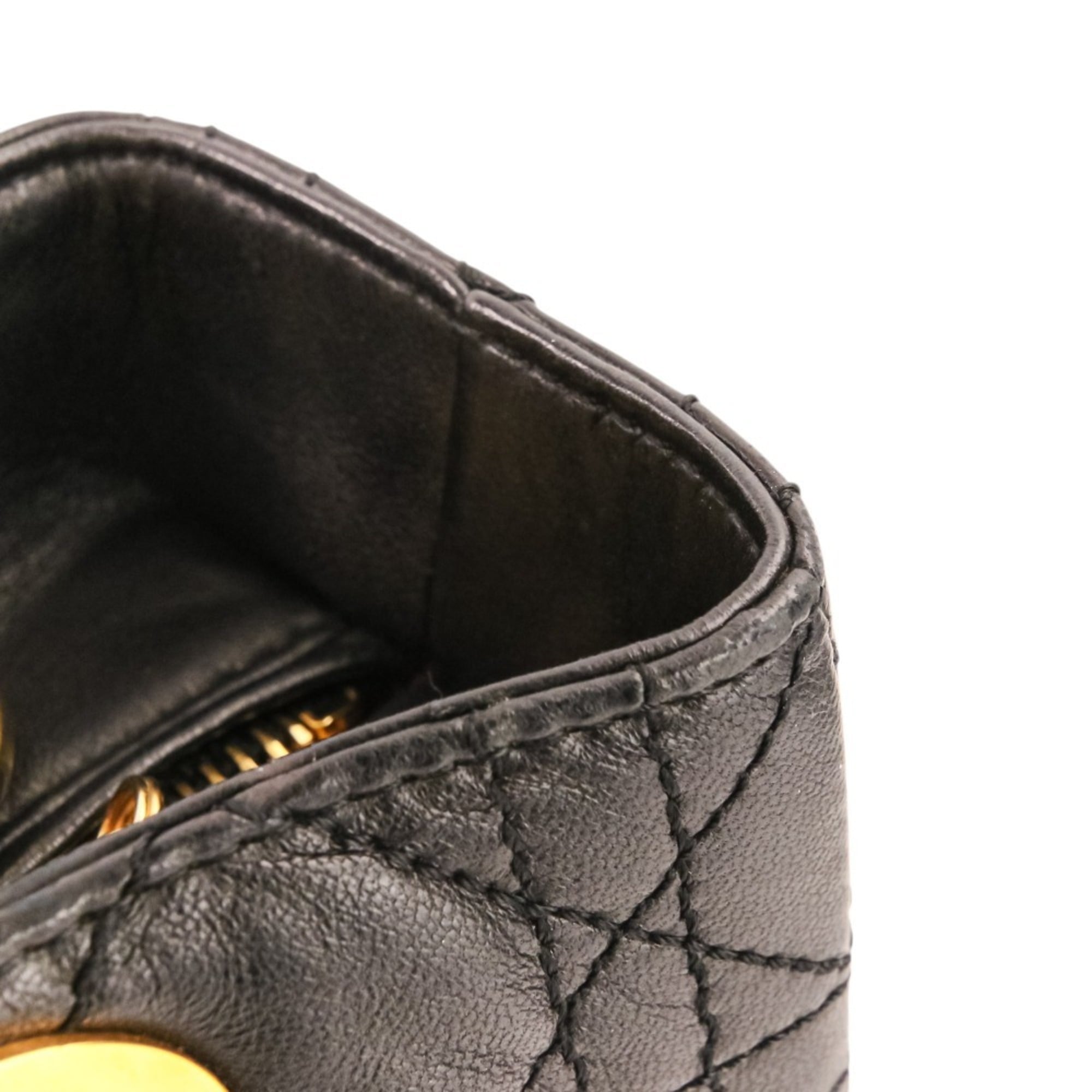 Christian Dior Lady Dior Black Leather Handbag Shoulder Bag (Pre-Owned)