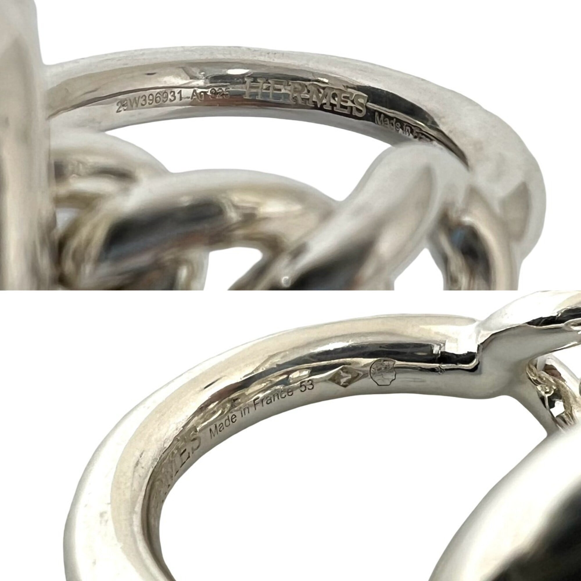 Hermes Silver Silver 925 Band Ring (Pre-Owned)
