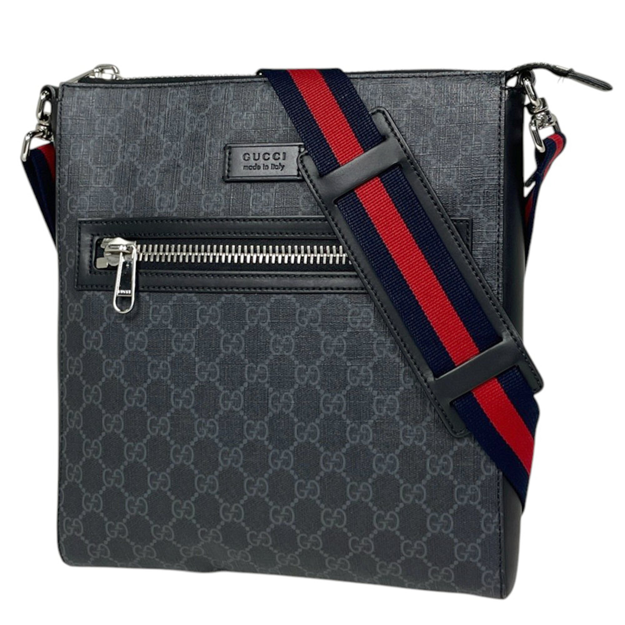 Gucci Sherry Line Black Coated Canvas Leather Shoulder Bag (Pre-Owned)