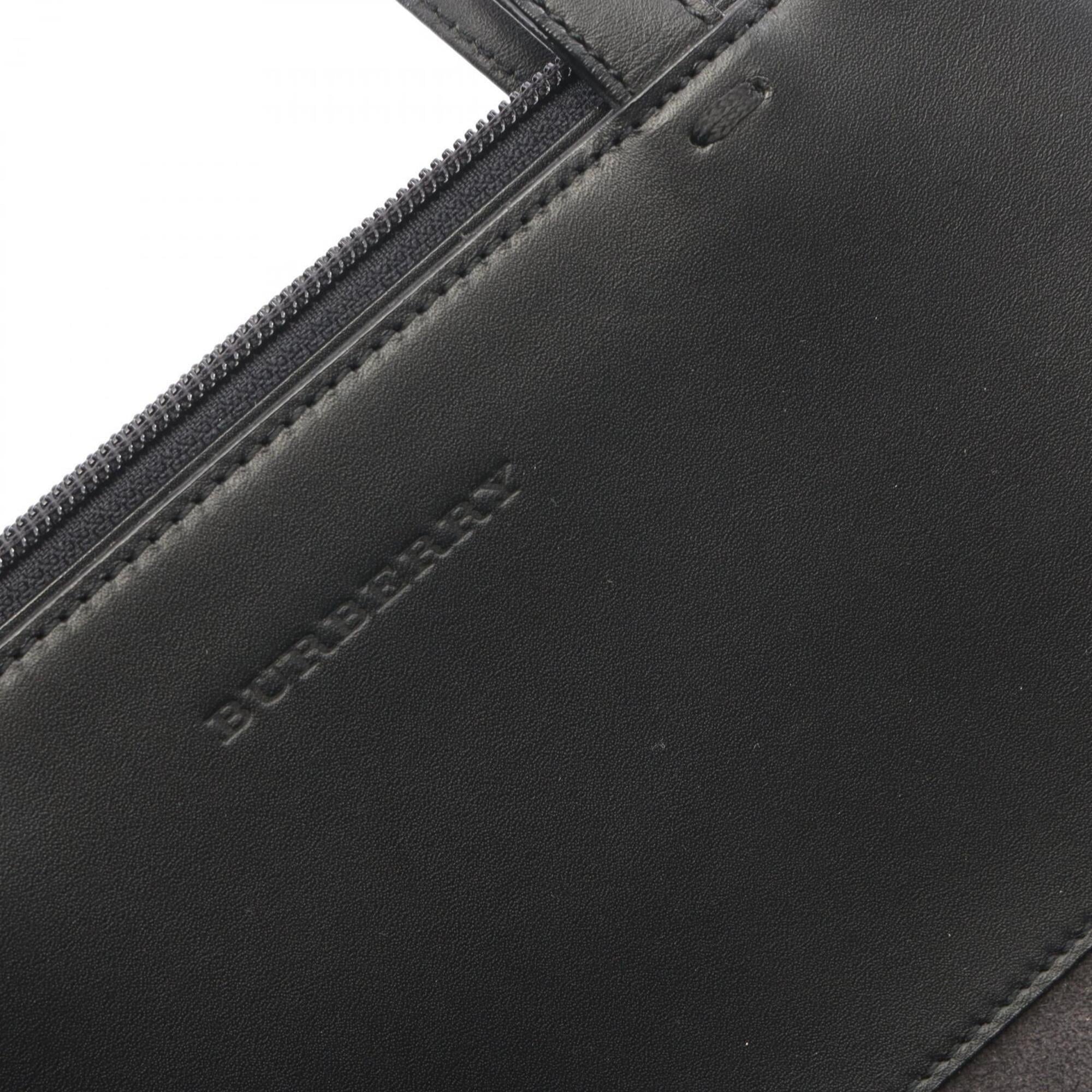 Burberry Black Leather Suede Handbag (Pre-Owned)