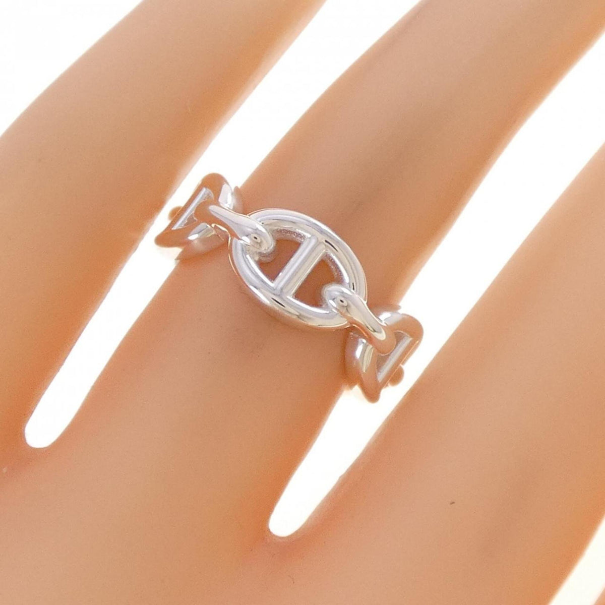 Hermes Silver Silver 925 Band Ring (Pre-Owned)