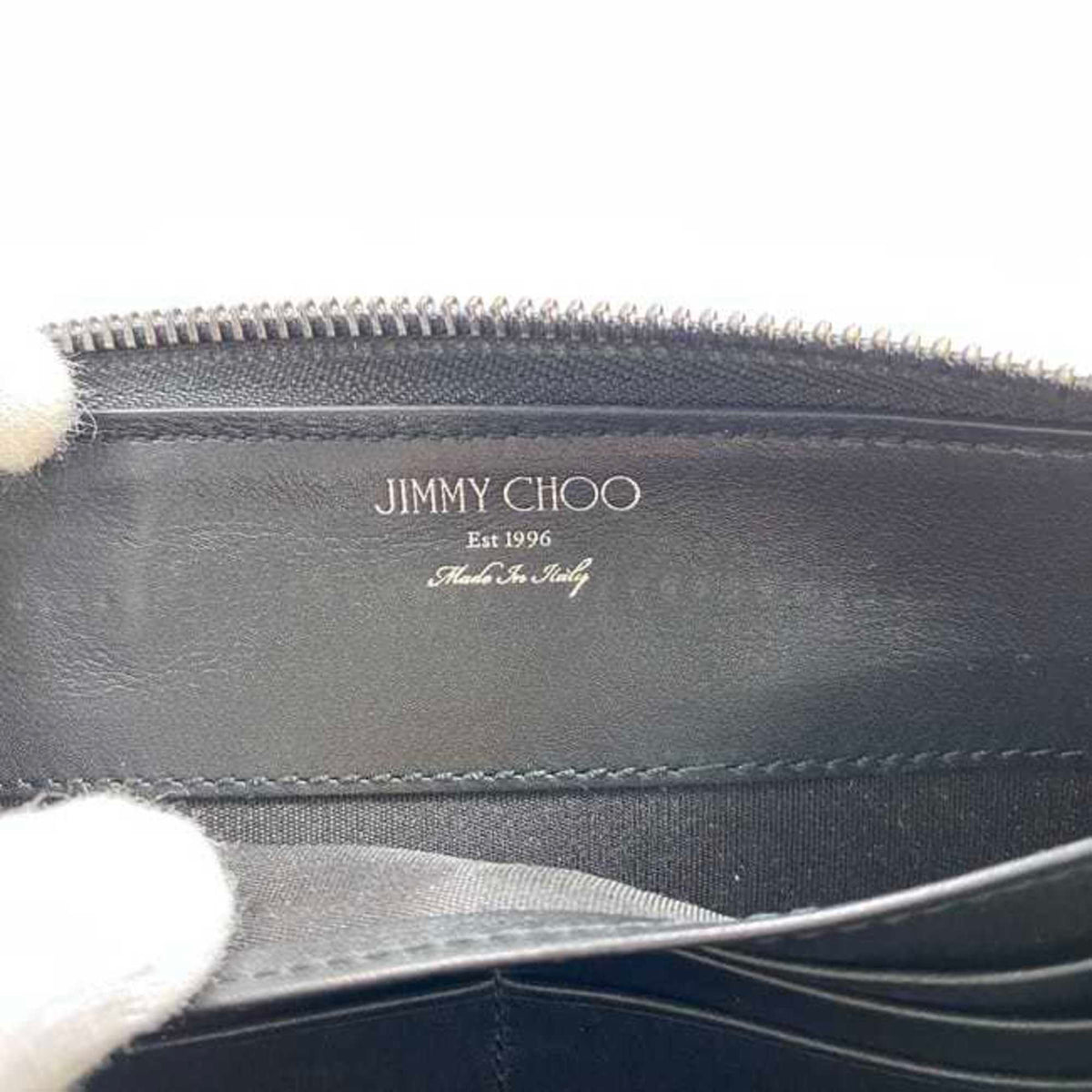 Jimmy Choo Black Cream Yellow Leather Long Wallet (Bi-Fold) (Pre-Owned)