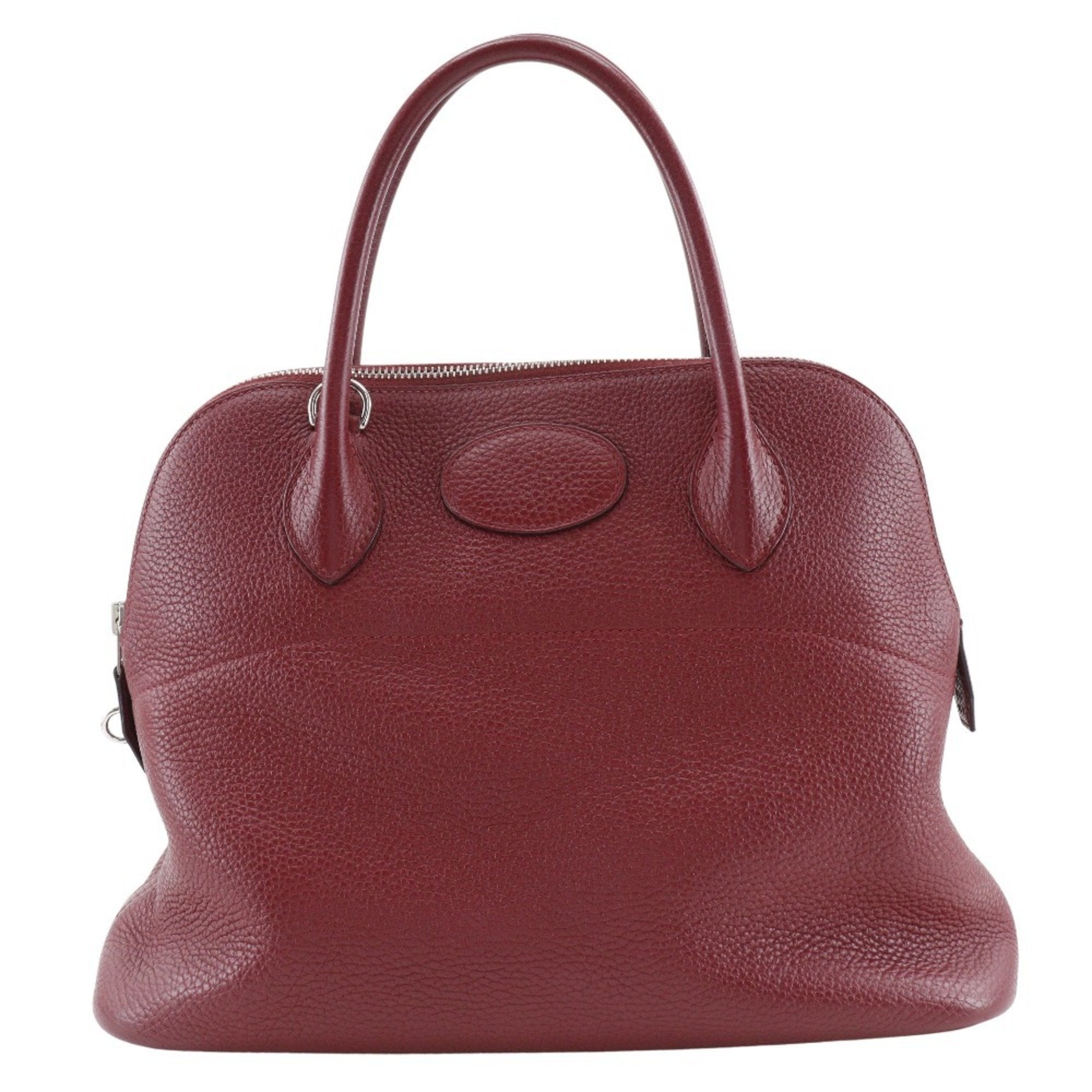 Hermes Bolide Rouge Grenat Taurillon Clemence Leather Handbag (Pre-Owned)
