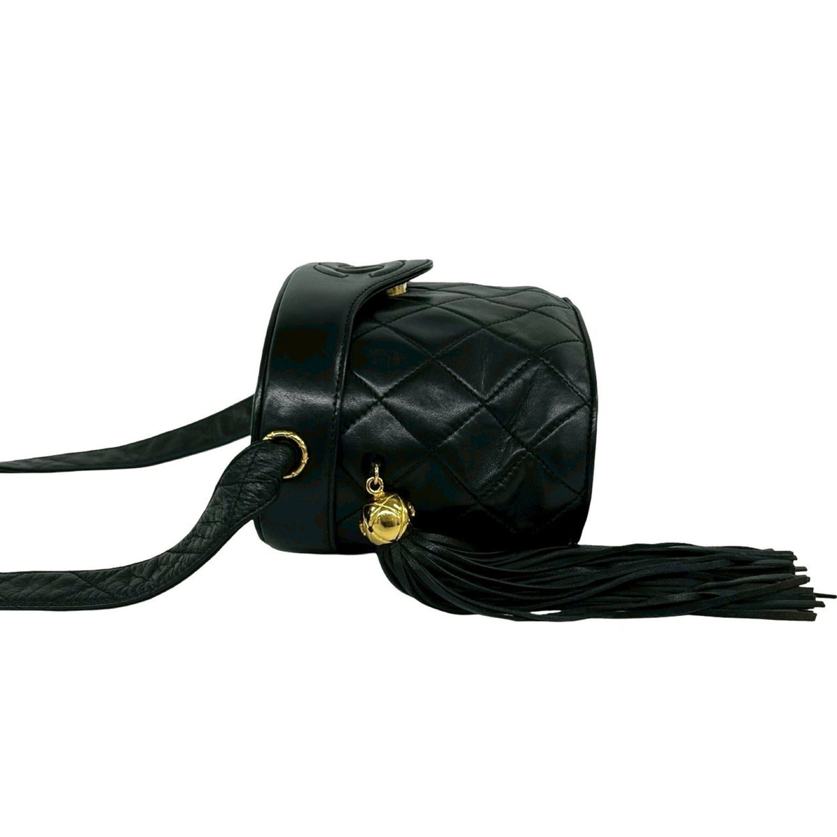 Chanel Black Leather Shoulder Bag Vanity Bag (Pre-Owned)