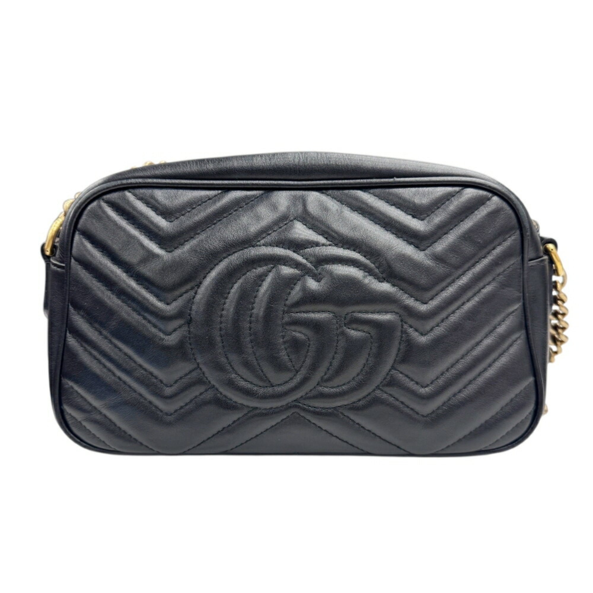 Gucci Gg Marmont Black Leather Shoulder Bag (Pre-Owned)