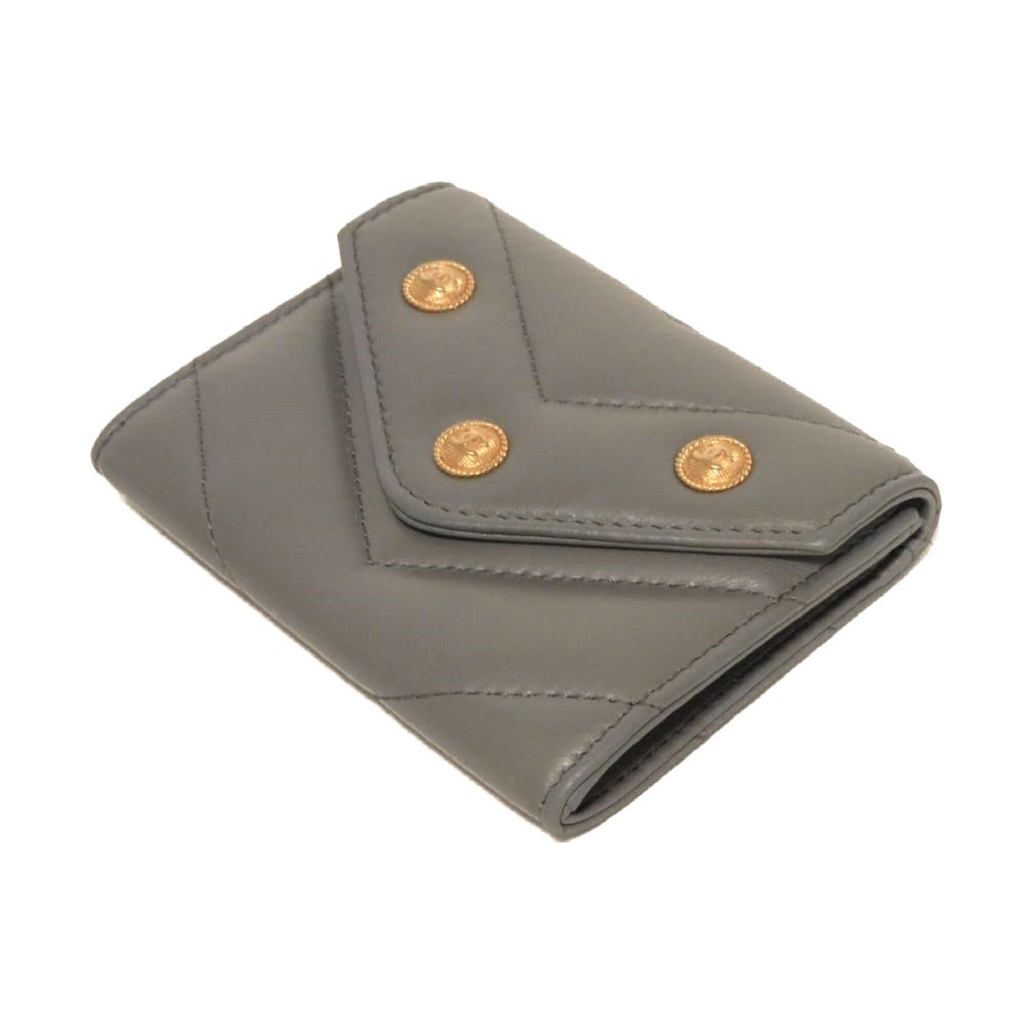 Chanel Gray Leather Wallet (Bi-Fold) (Pre-Owned)