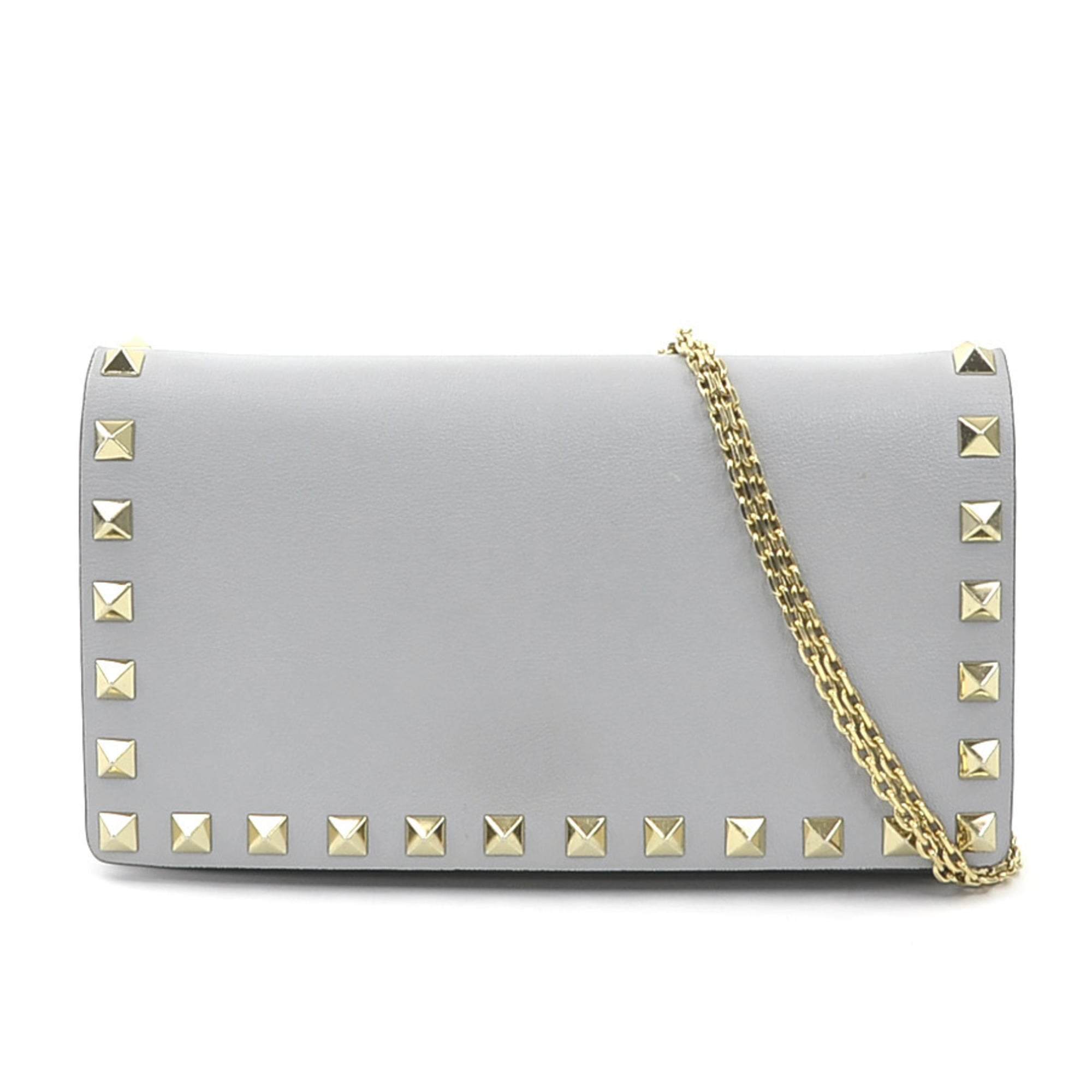 Valentino Garavani Light Gray Leather Shoulder Bag (Pre-Owned)