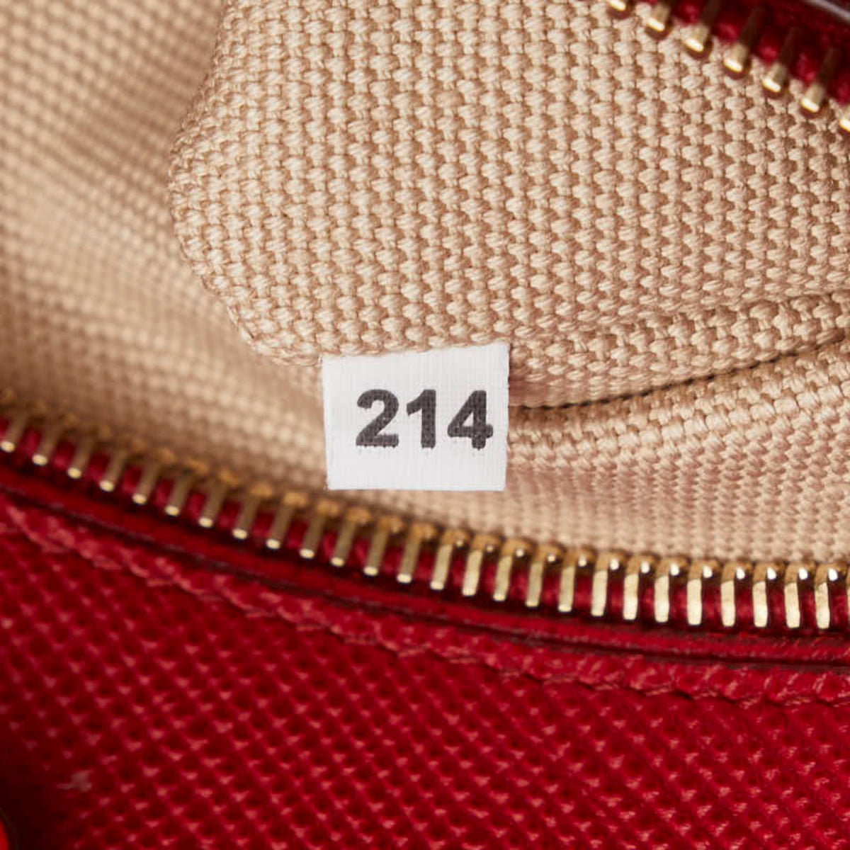 Prada Beige Red Color Canvas Leather Handbag Shoulder Bag (Pre-Owned)