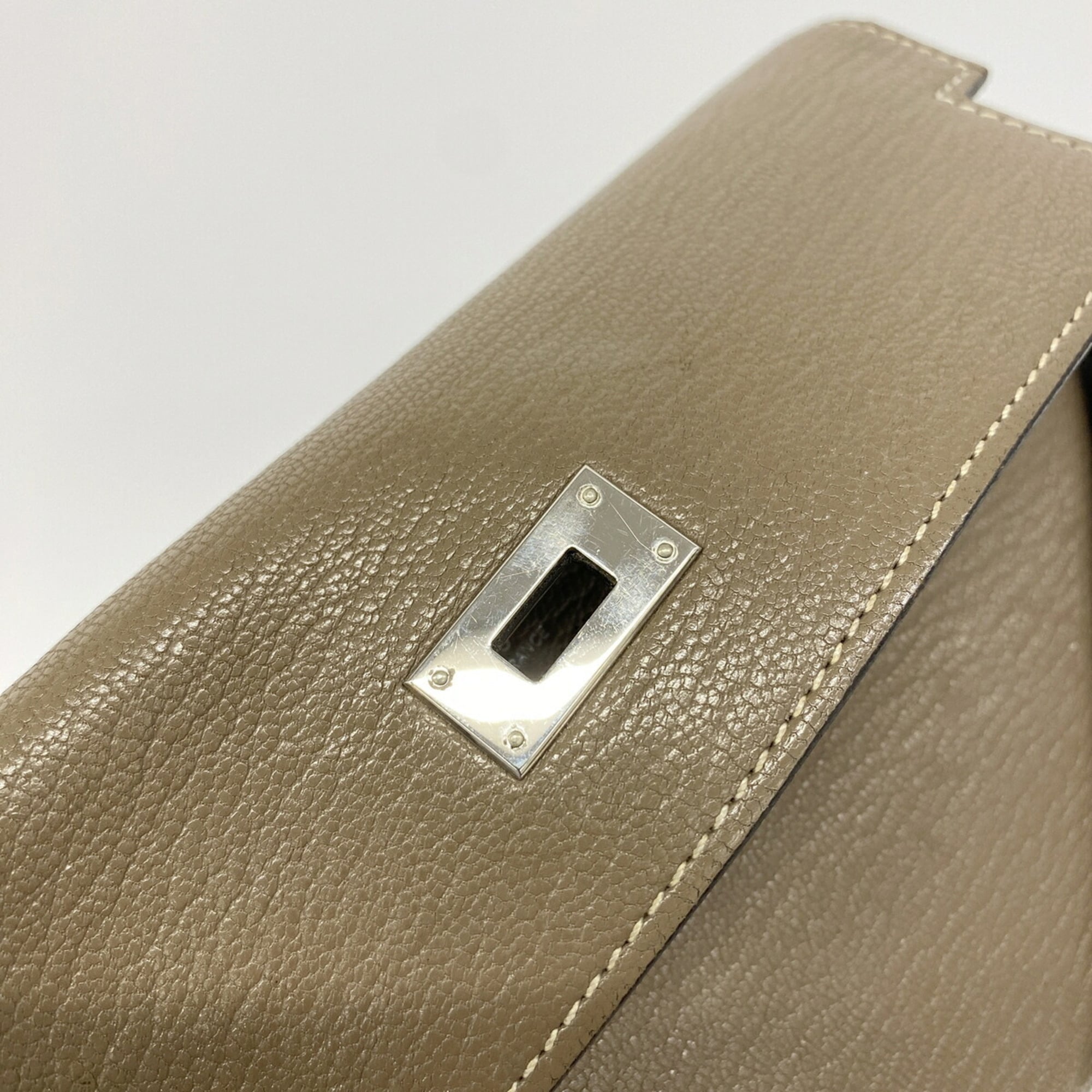 Hermes Etoupe Gray Chevre Myzore Leather Long Wallet (Bi-Fold) (Pre-Owned)