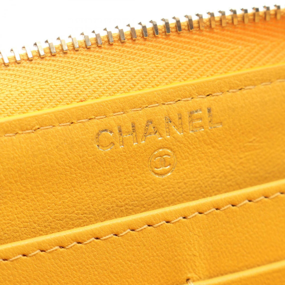 Chanel Yellow Leather Long Wallet (Bi-Fold) (Pre-Owned)