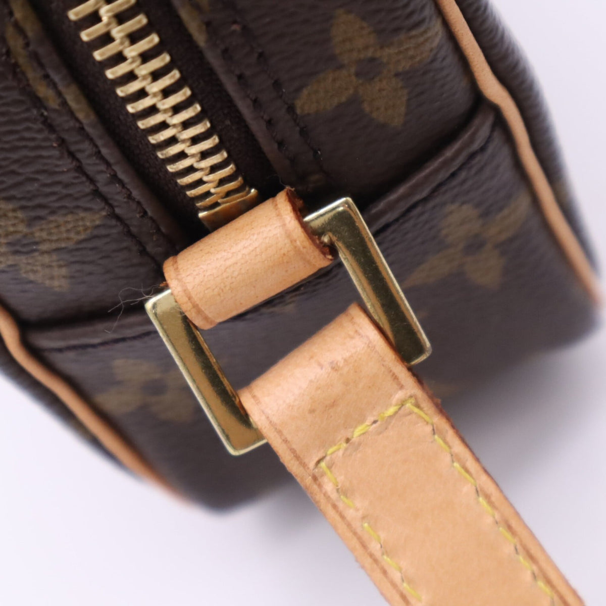 Louis Vuitton Beige Brown Coated Canvas Leather Pochette Shoulder Bag (Pre-Owned)
