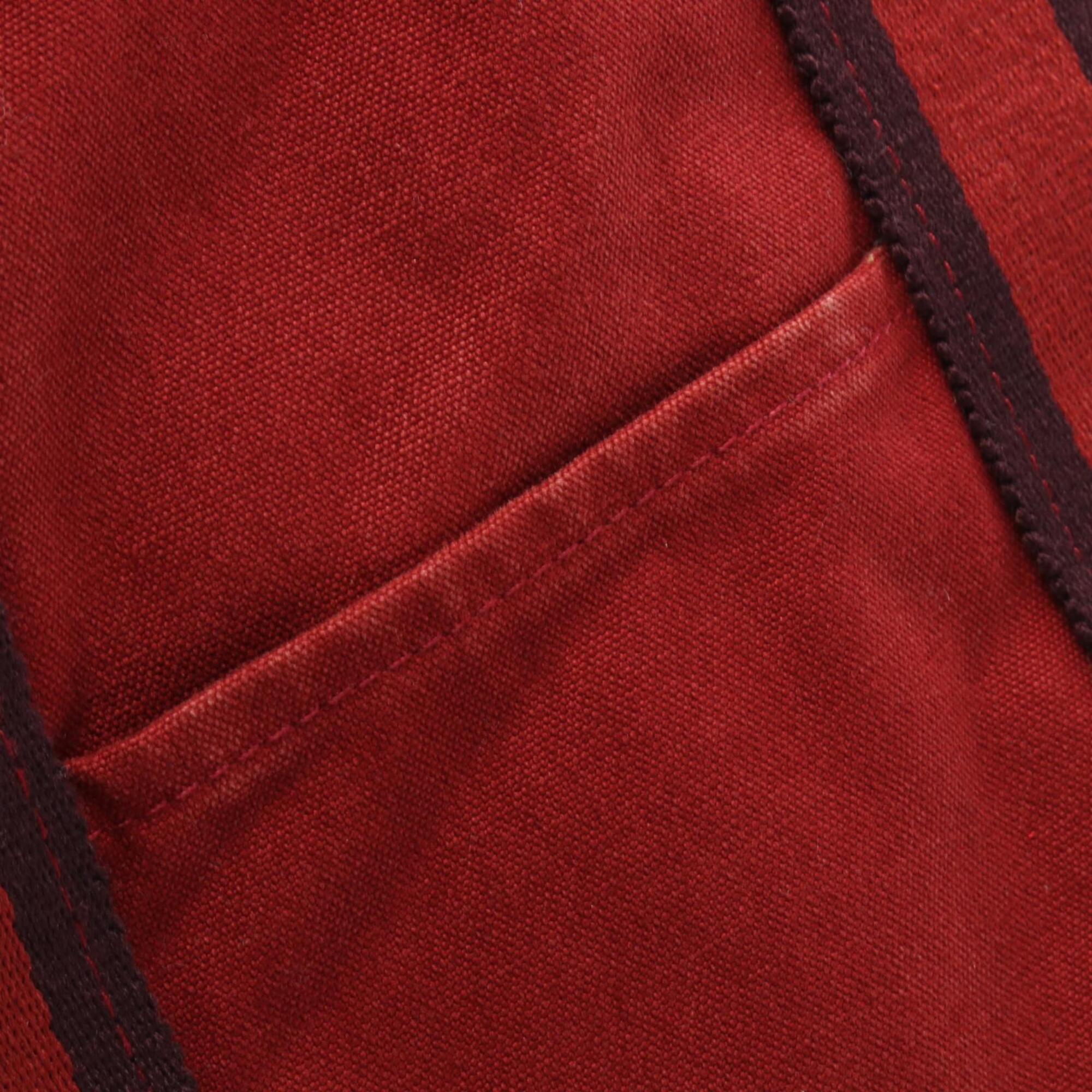 Hermes Bordeaux Red Color Canvas Handbag Tote Bag (Pre-Owned)