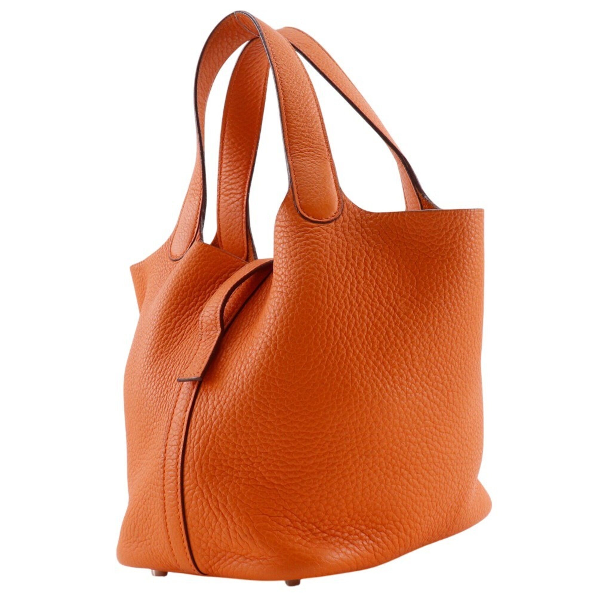 Hermes Orange Taurillon Clemence Leather Handbag (Pre-Owned)