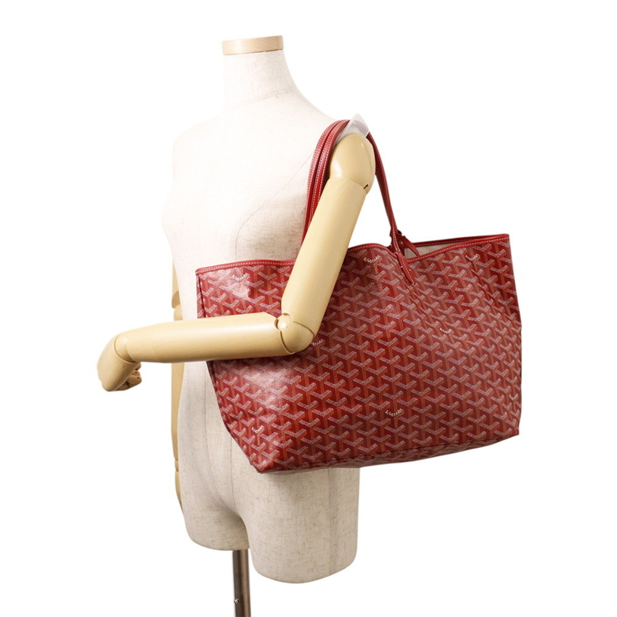 Goyard Red Color Pvc Leather Handbag Tote Bag (Pre-Owned)