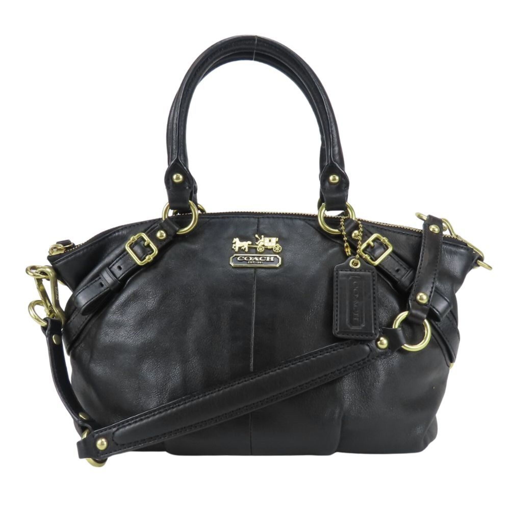 Coach Black Leather Handbag (Pre-Owned)