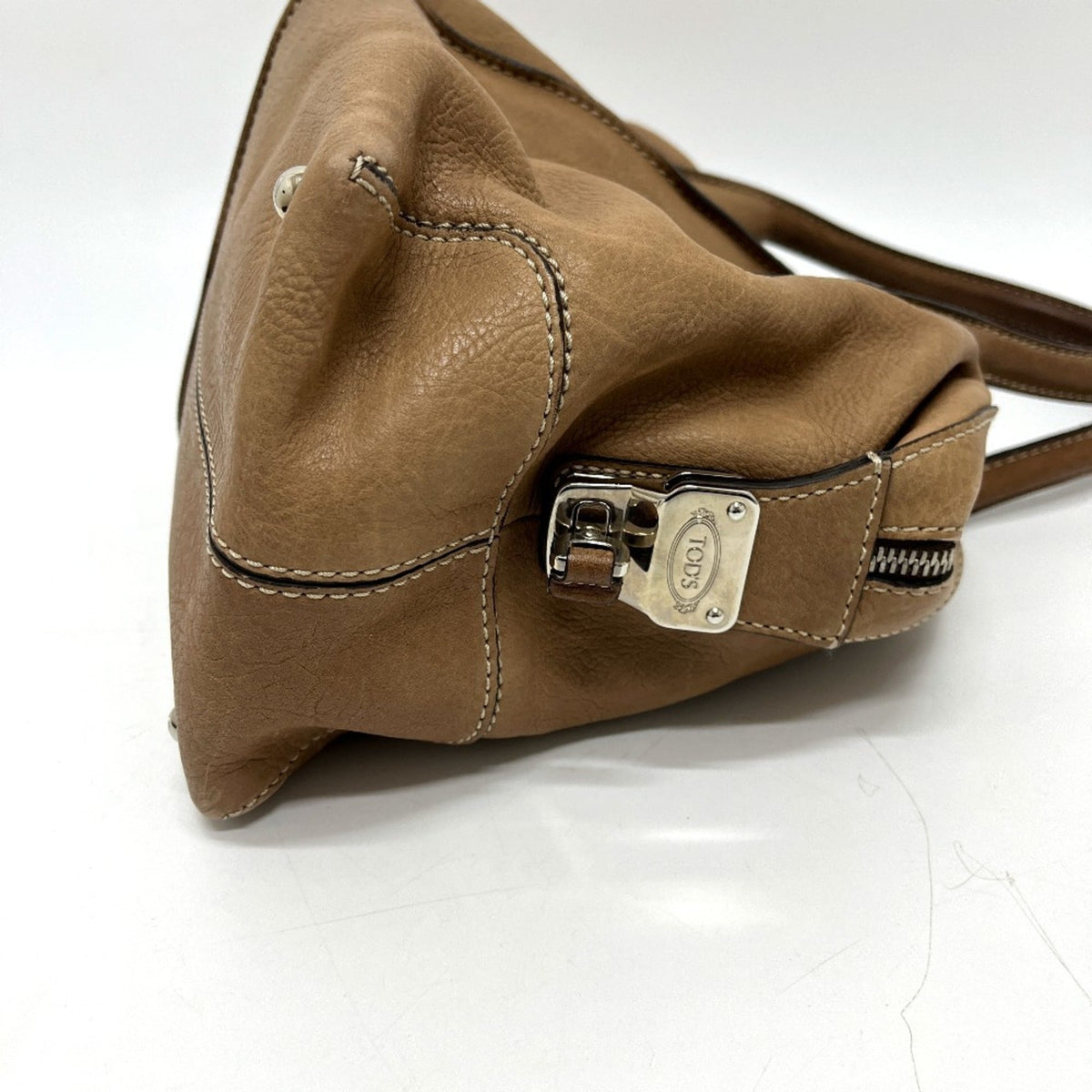 Tod's Brown Leather Boston Bag Handbag Shoulder Bag (Pre-Owned)