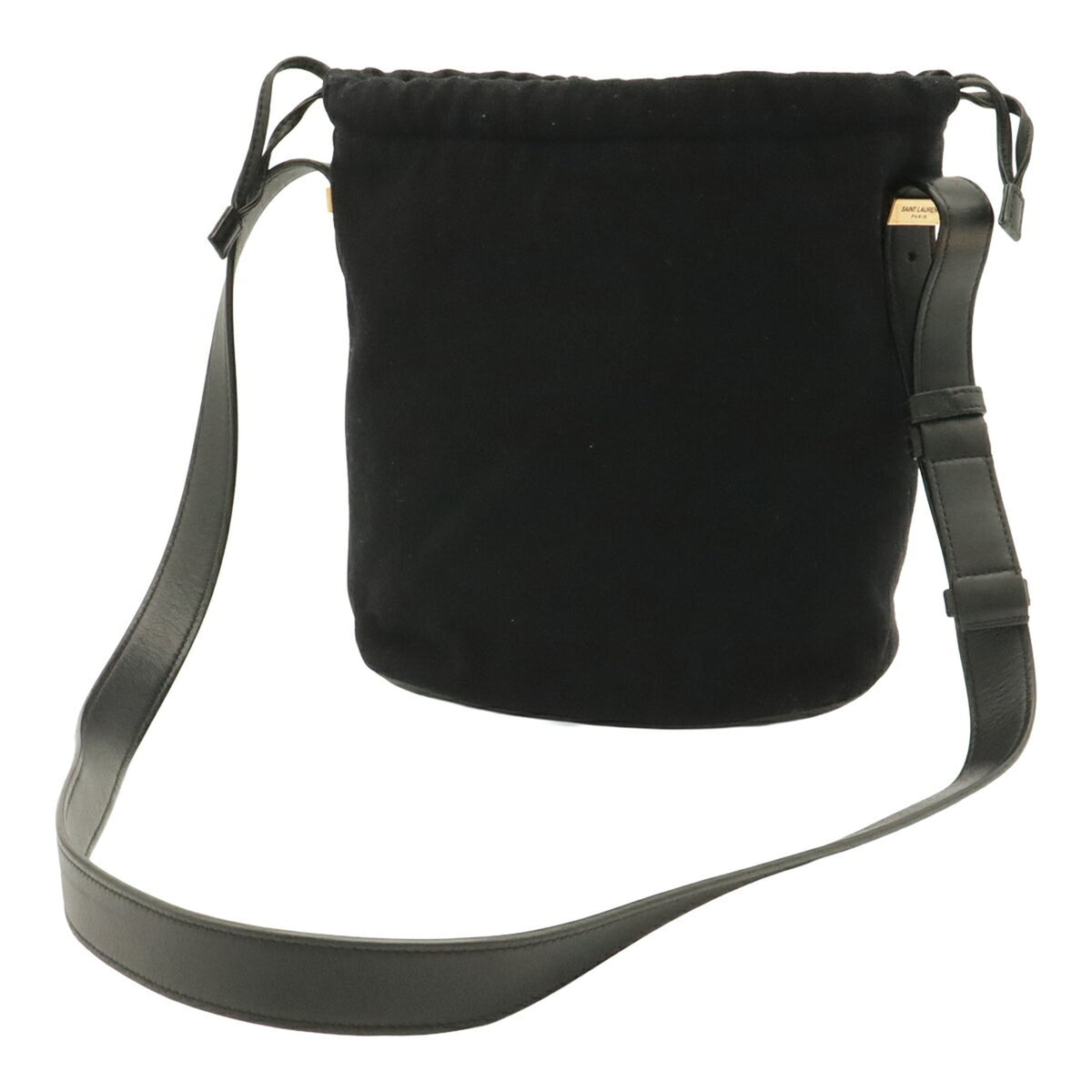 Yves Saint Laurent Black Felt Leather Shoulder Bag (Pre-Owned)