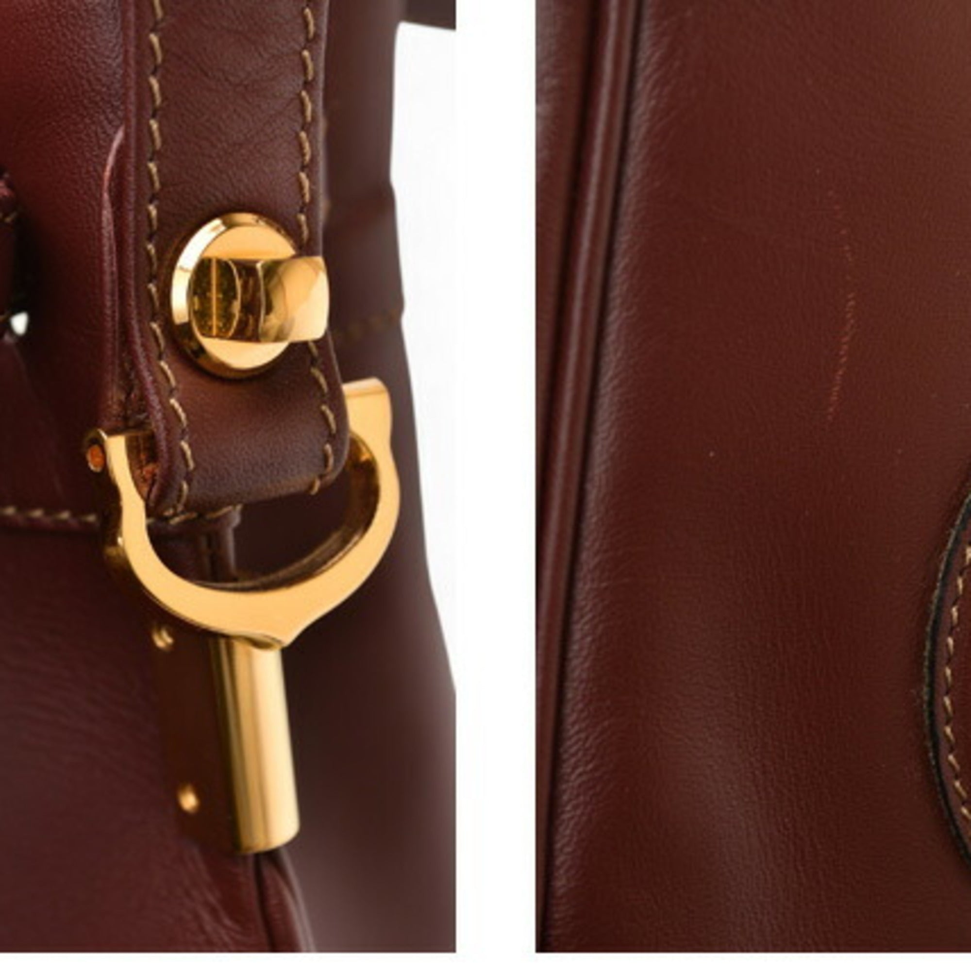 Cartier Bordeaux Leather Shoulder Bag (Pre-Owned)