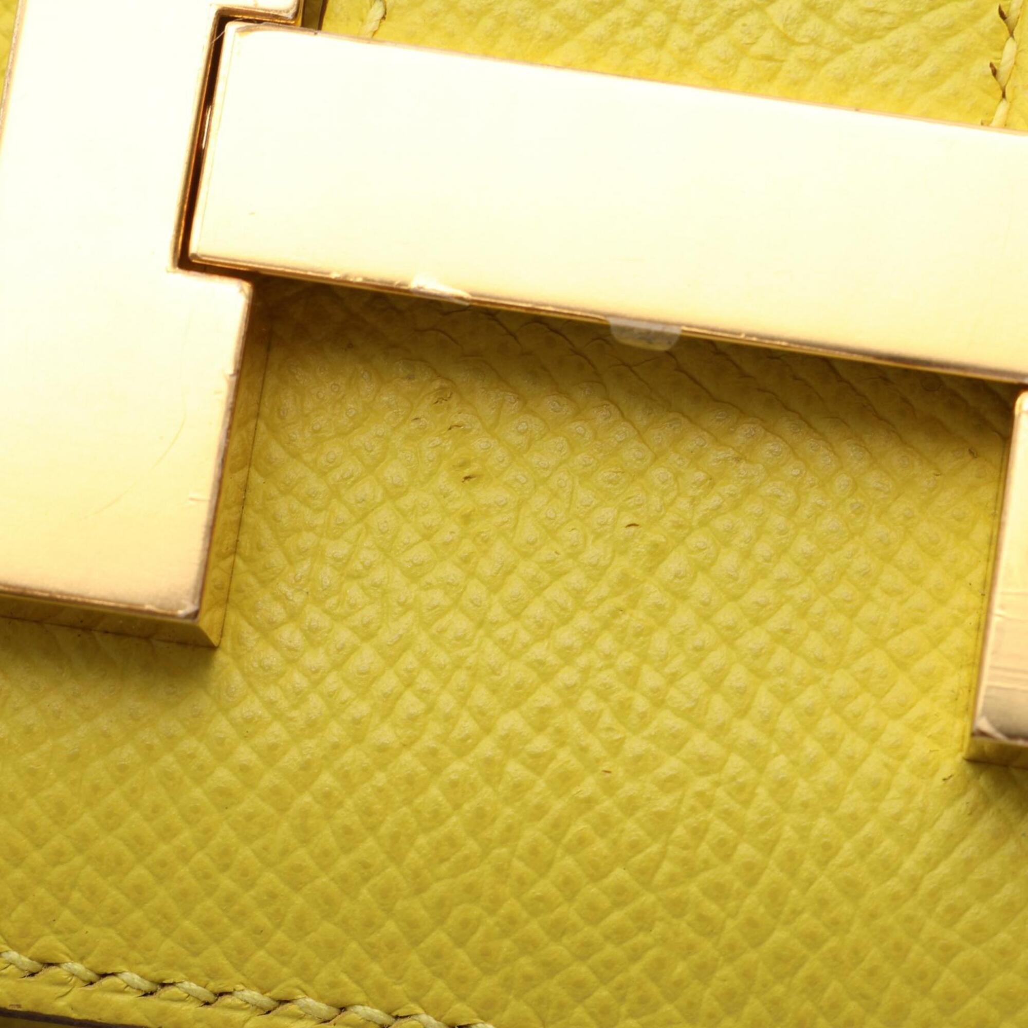 Hermes Constance Lime Yellow Yellow Epsom Leather Handbag Shoulder Bag (Pre-Owned)