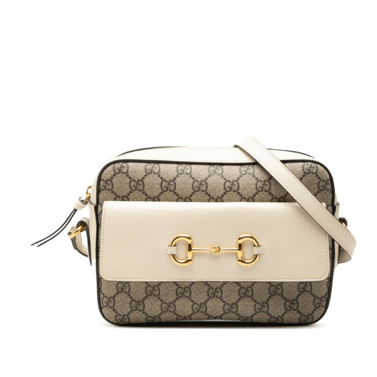 Gucci Horsebit Beige White Pvc Leather Shoulder Bag (Pre-Owned)