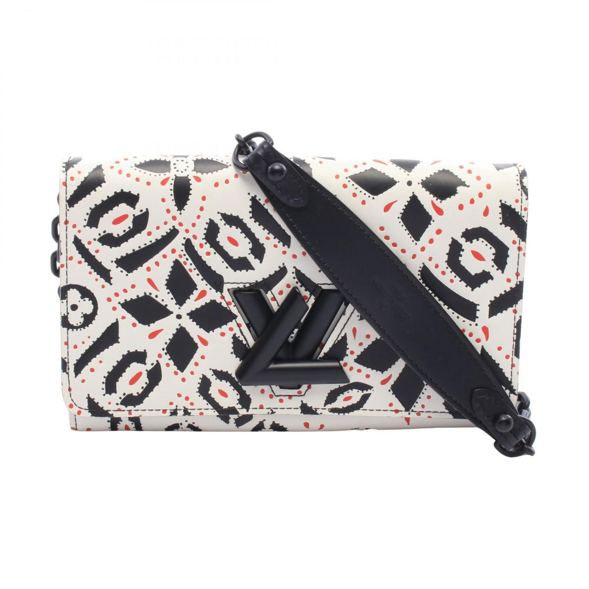 Louis Vuitton Black Red Color White Leather Handbag Shoulder Bag (Pre-Owned)