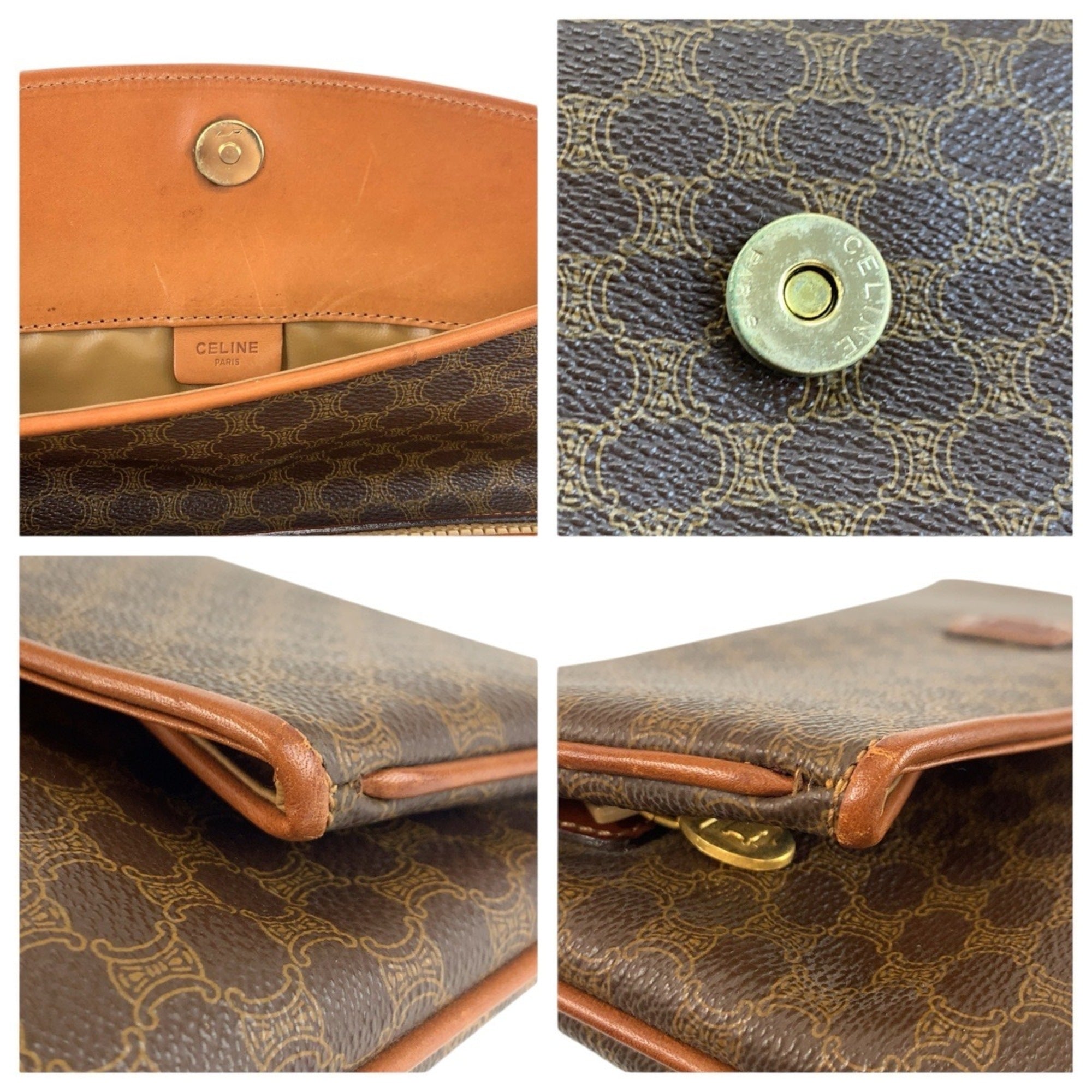Celine Brown Pvc Clutch Bag Handbag Pouch (Pre-Owned)