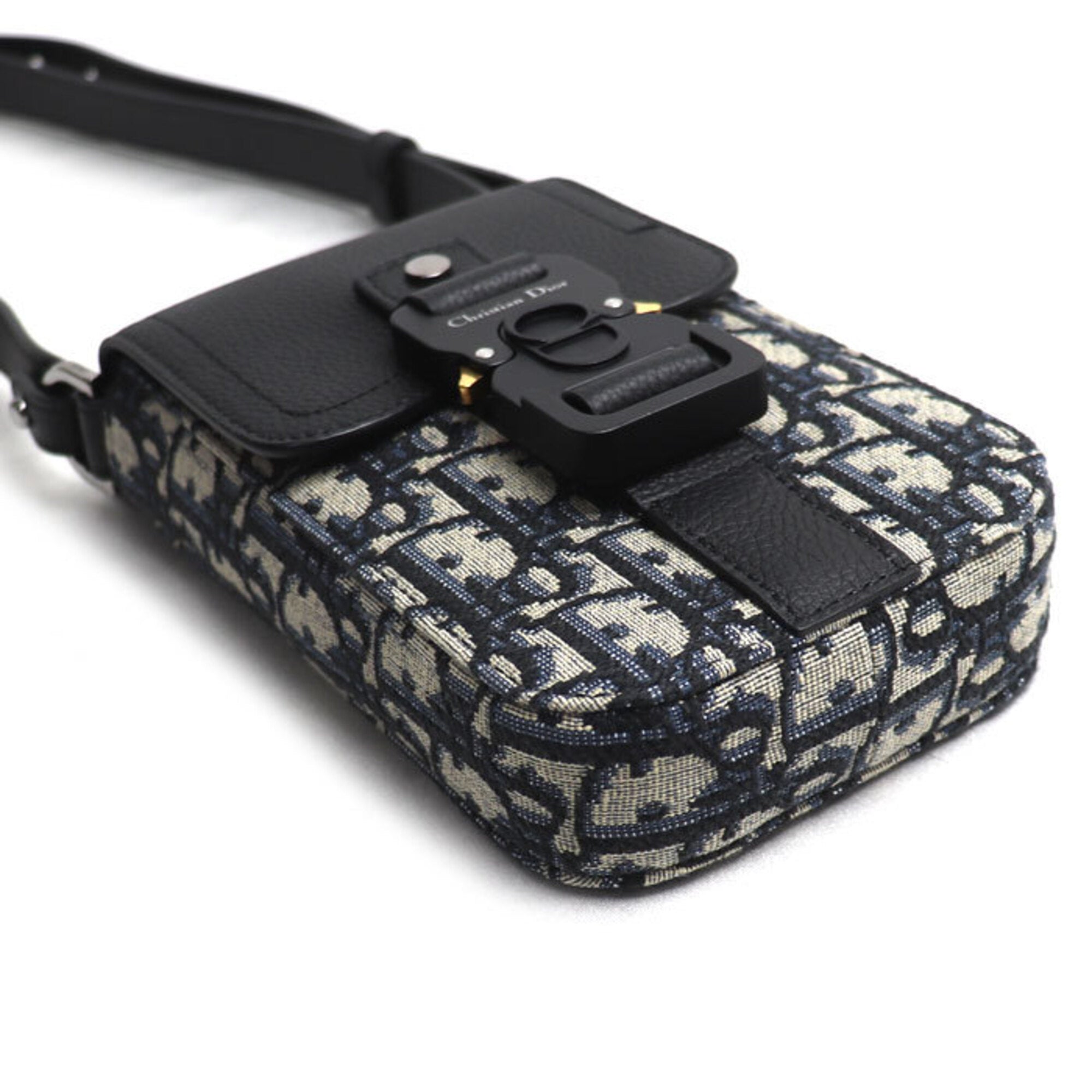Christian Dior Black Leather Jacquard Shoulder Bag (Pre-Owned)