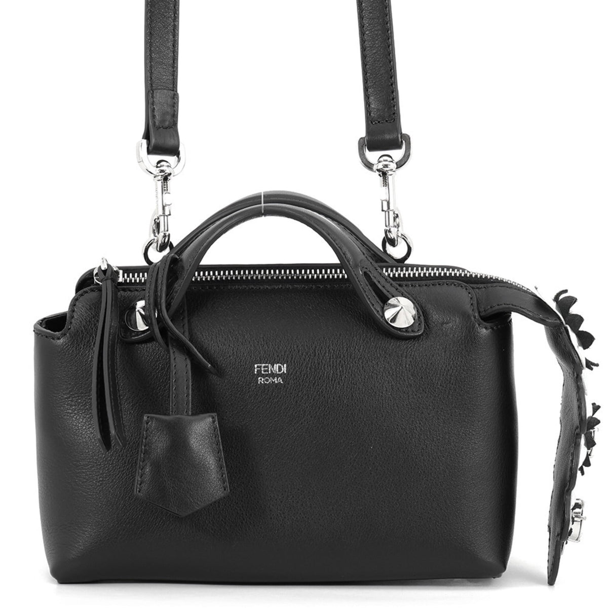 Fendi Black Rhinestone Leather Handbag Shoulder Bag (Pre-Owned)