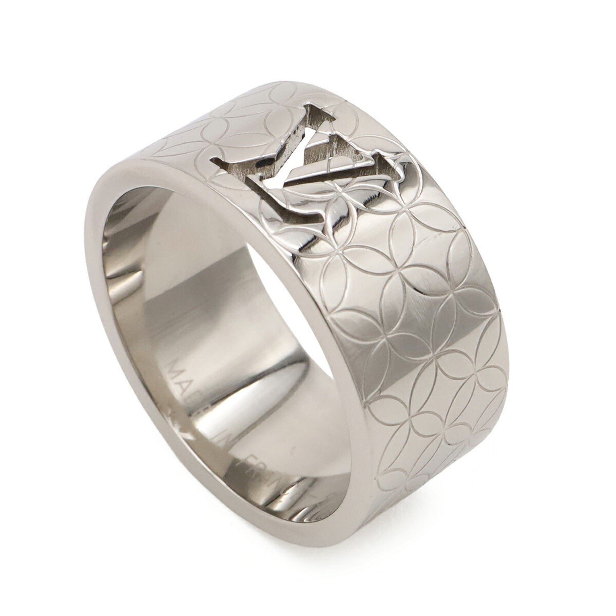 Louis Vuitton Silver Stainless Steel Band Ring (Pre-Owned)