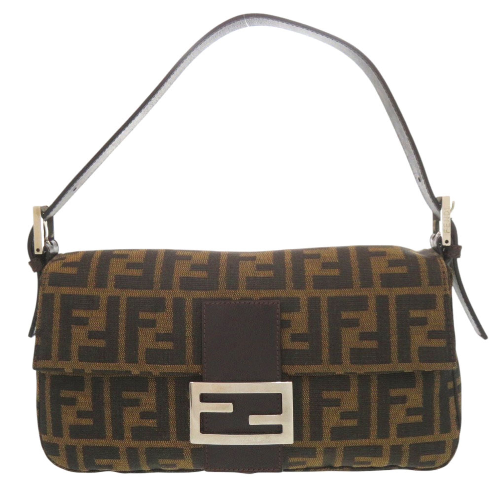 Fendi Brown Leather Nylon Handbag (Pre-Owned)
