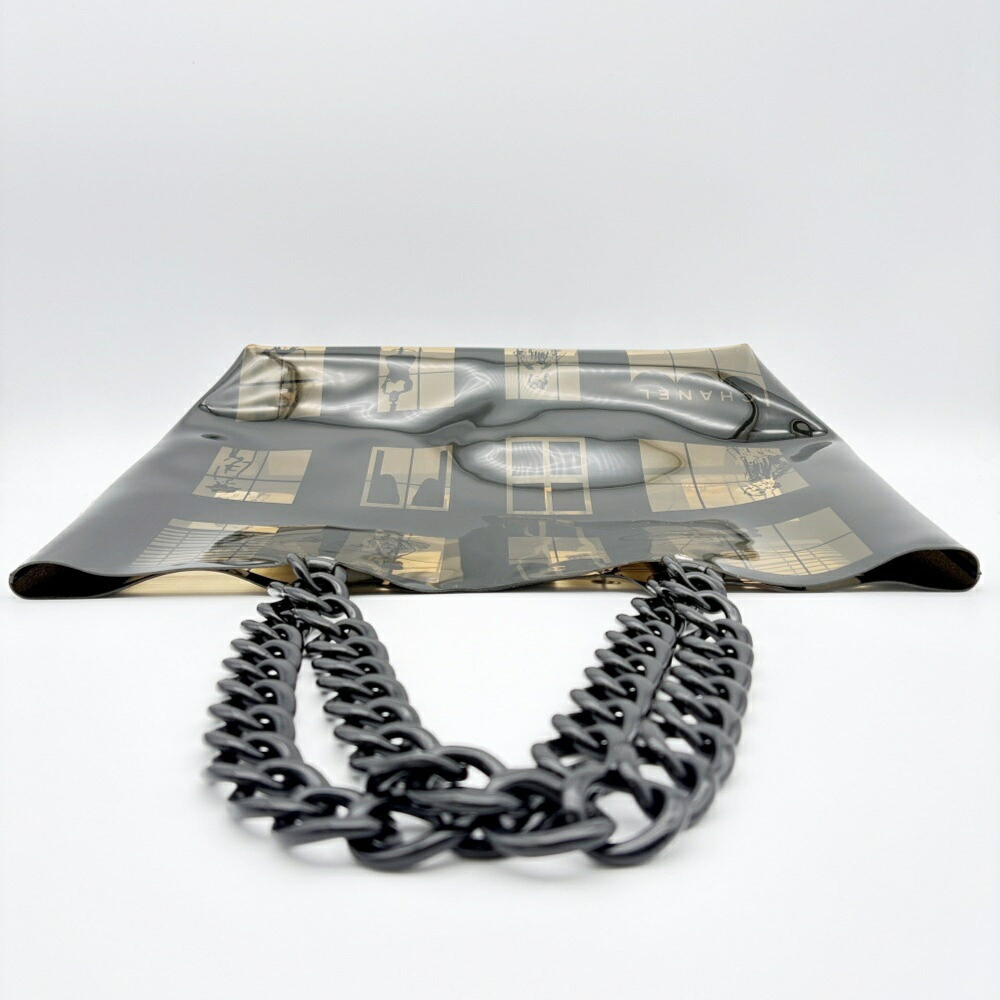 Chanel Black Clear Vinyl Plastic Tote Bag (Pre-Owned)