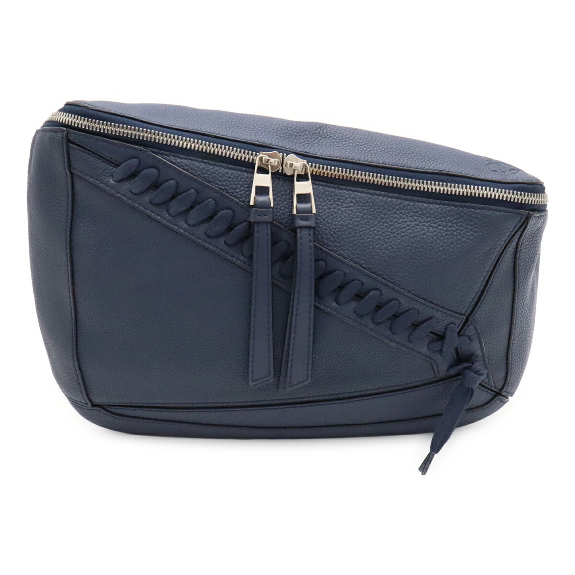 Loewe Navy Leather Shoulder Bag Sling Bag (Pre-Owned)