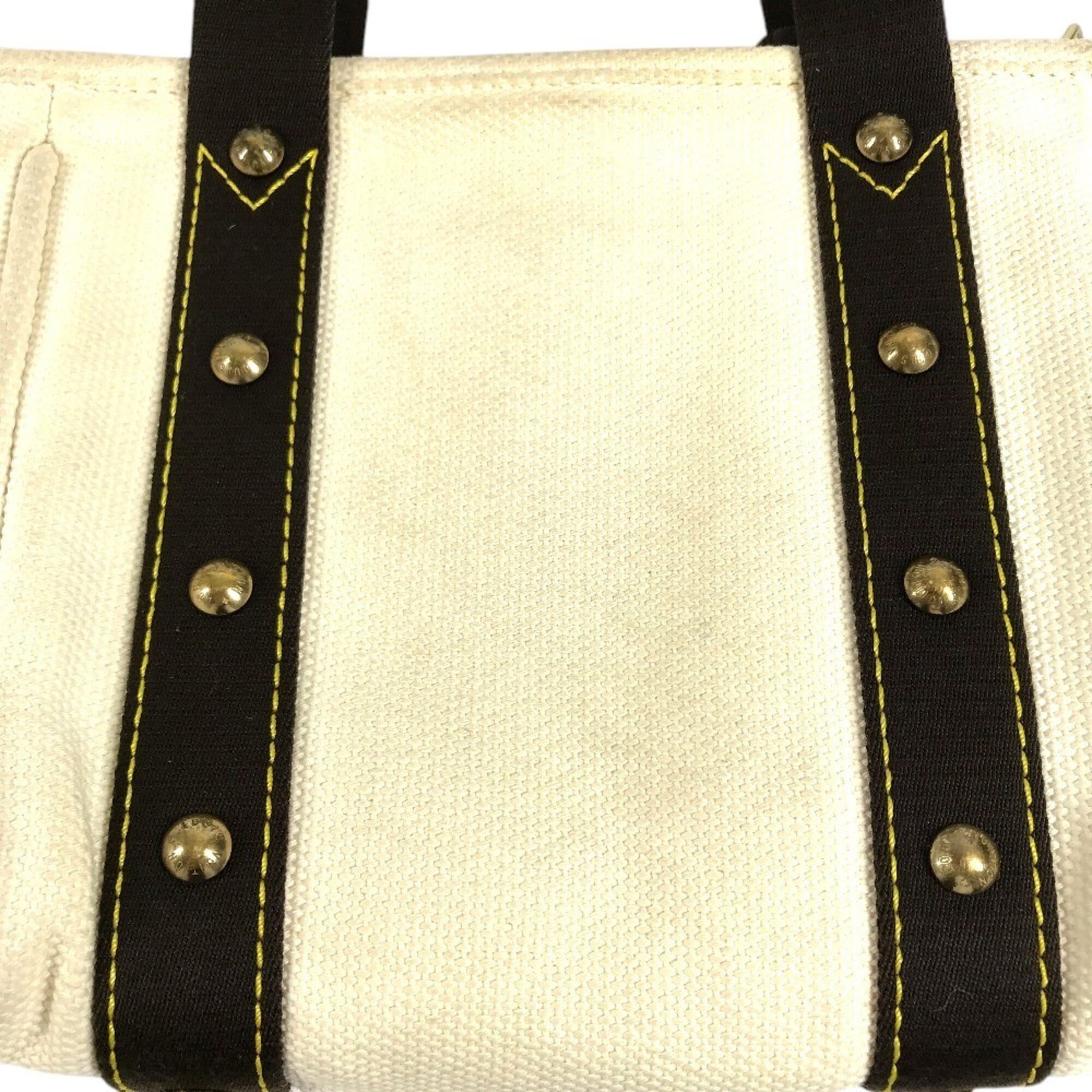 Louis Vuitton Brown White Cotton Handbag Tote Bag (Pre-Owned)