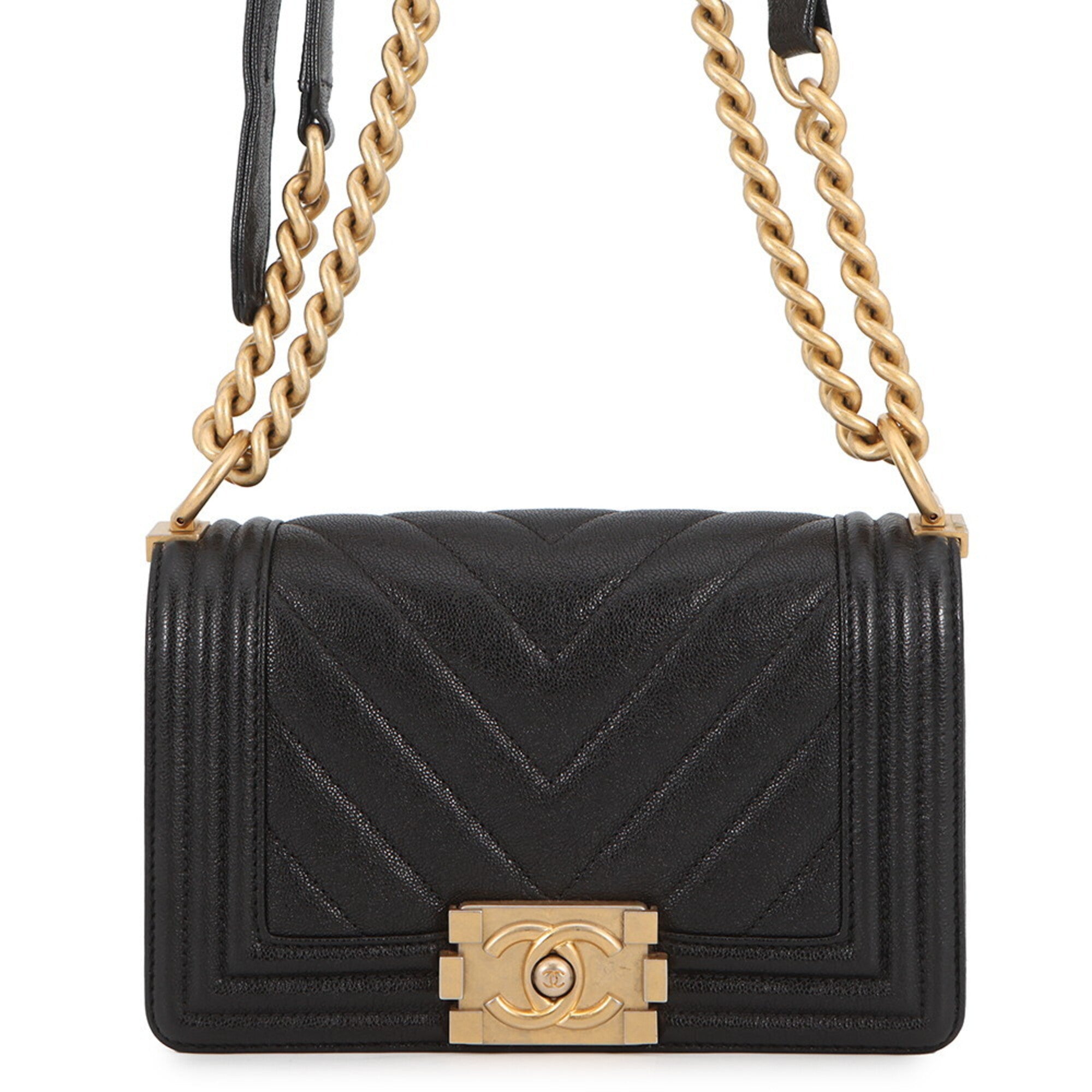 Chanel Matelasse Black Grained Calfskin Handbag Shoulder Bag (Pre-Owned)