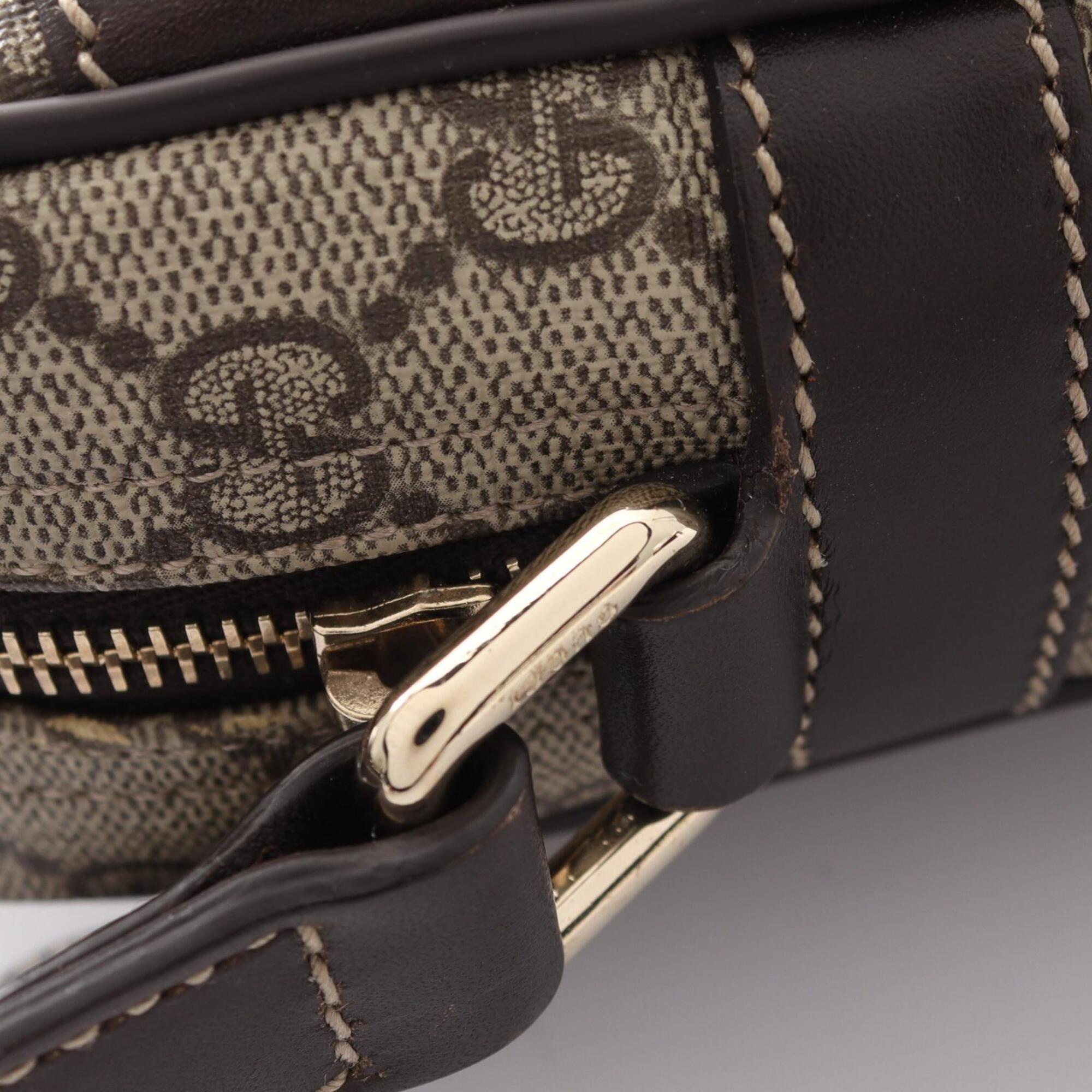 Gucci Beige Brown Coated Canvas Leather Handbag Shoulder Bag (Pre-Owned)