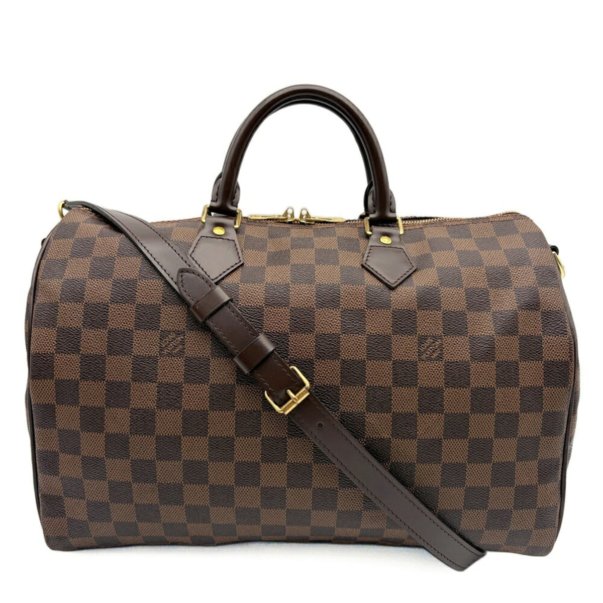 Louis Vuitton Damier Ebene Damier Canvas Leather Boston Bag Shoulder Bag (Pre-Owned)