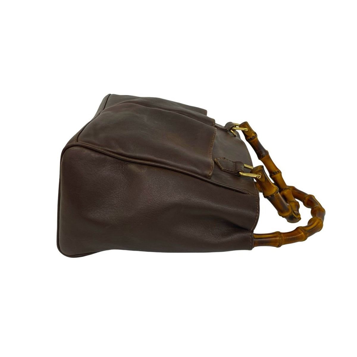 Gucci Brown Leather Bamboo Handbag Shoulder Bag (Pre-Owned)