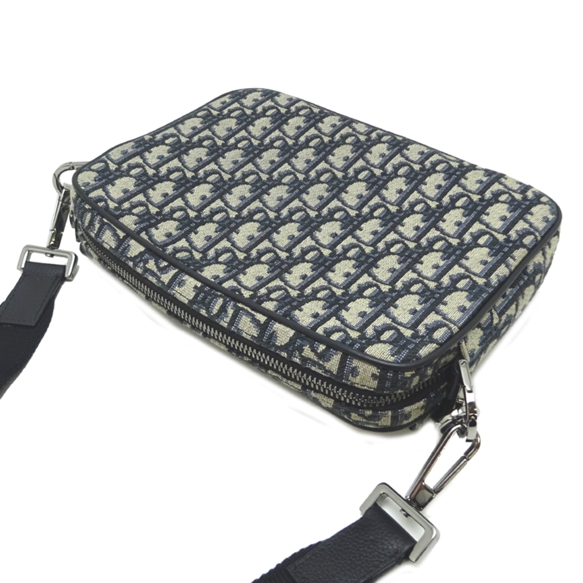 Christian Dior Navy Jacquard Pouch Shoulder Bag (Pre-Owned)