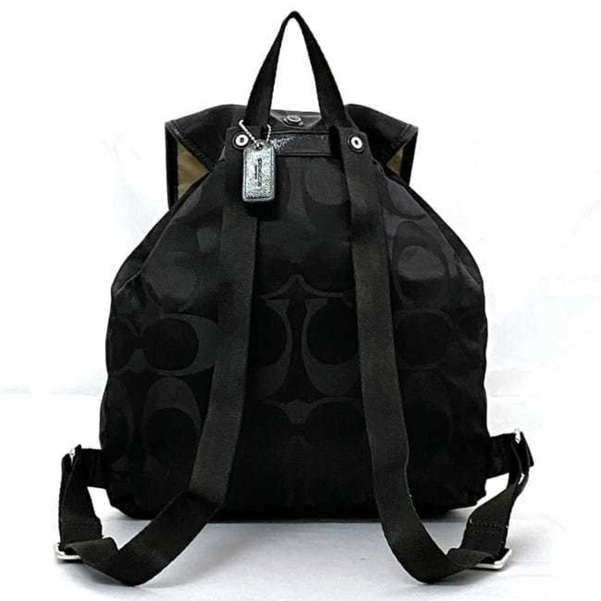 Coach Black Canvas Leather Backpack (Pre-Owned)