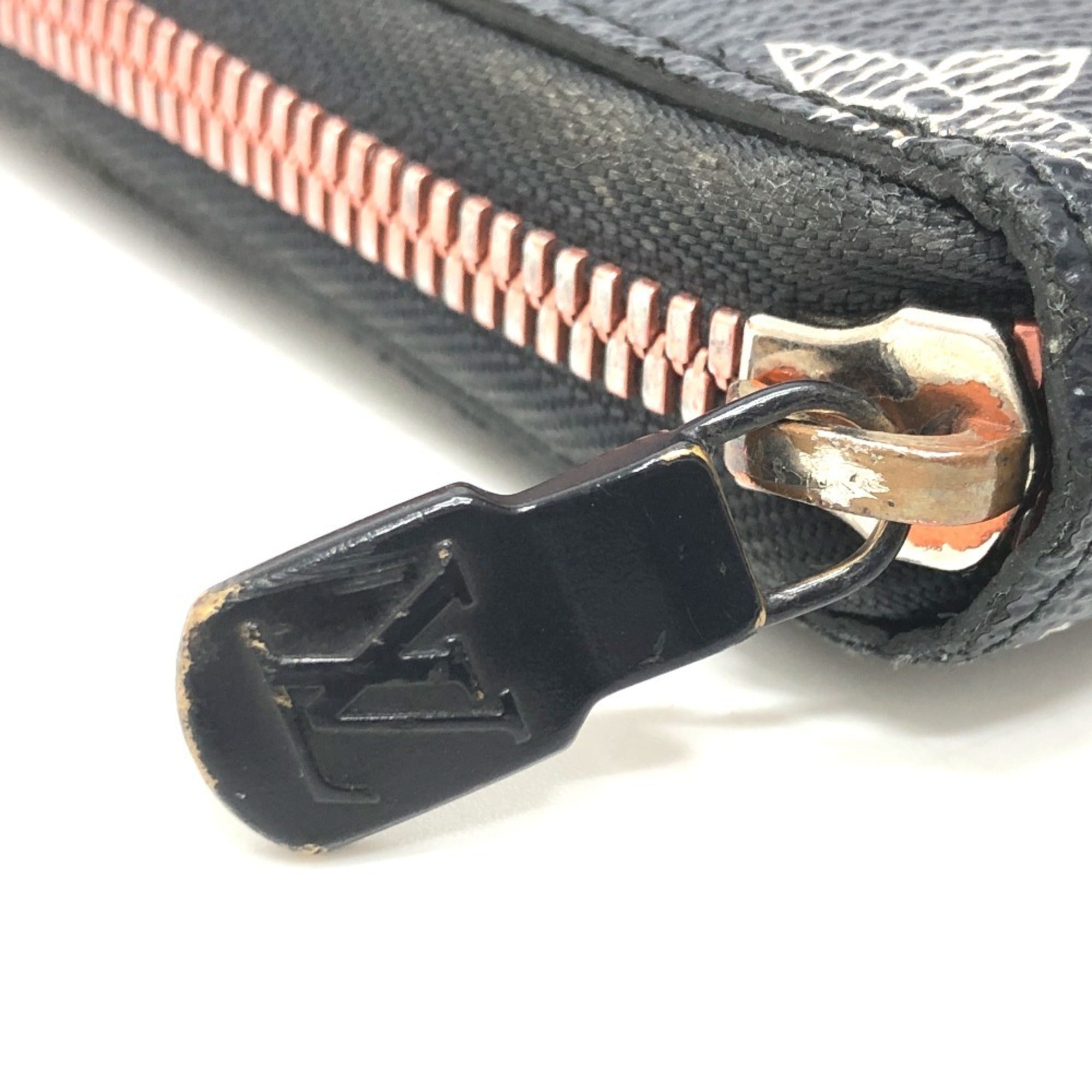 Louis Vuitton Black Navy Red Color Canvas Long Wallet (Bi-Fold) (Pre-Owned)