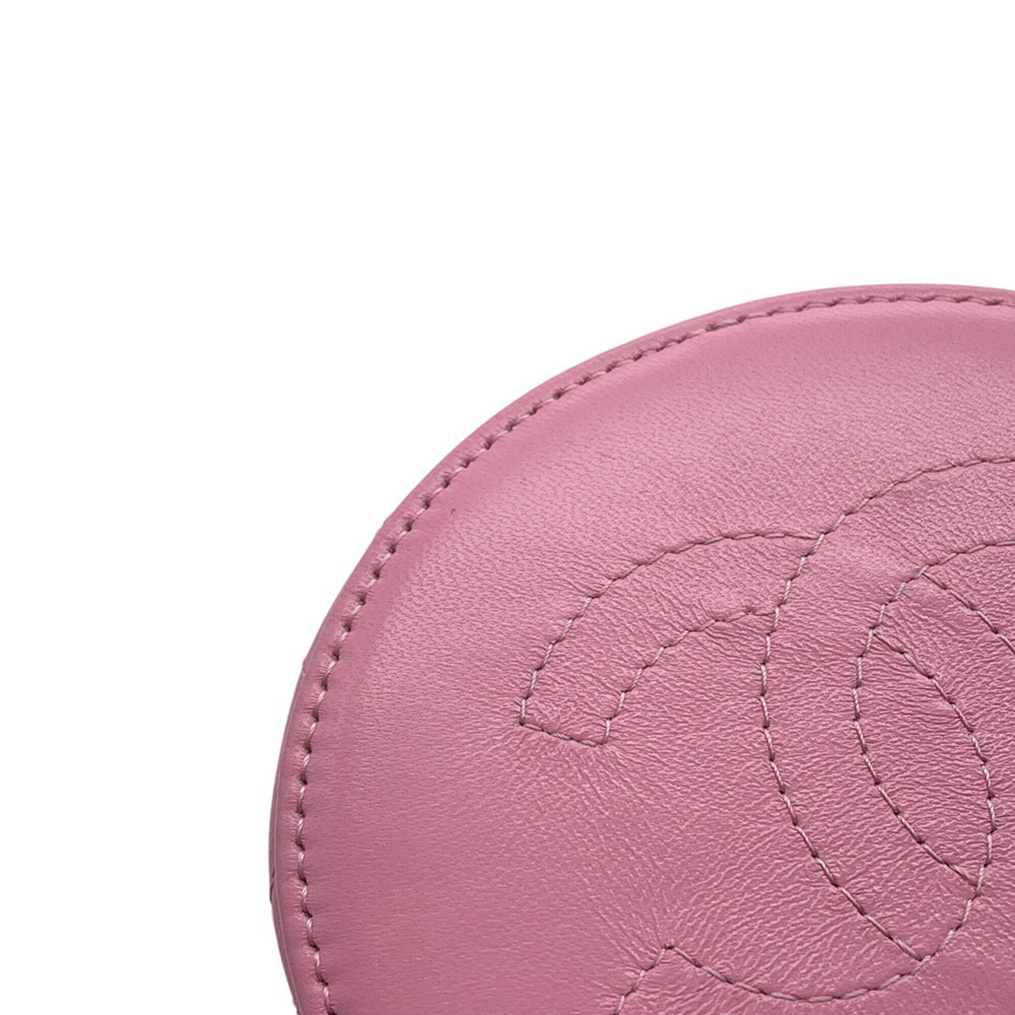 Chanel Pink Leather Handbag Pouch Vanity Bag (Pre-Owned)