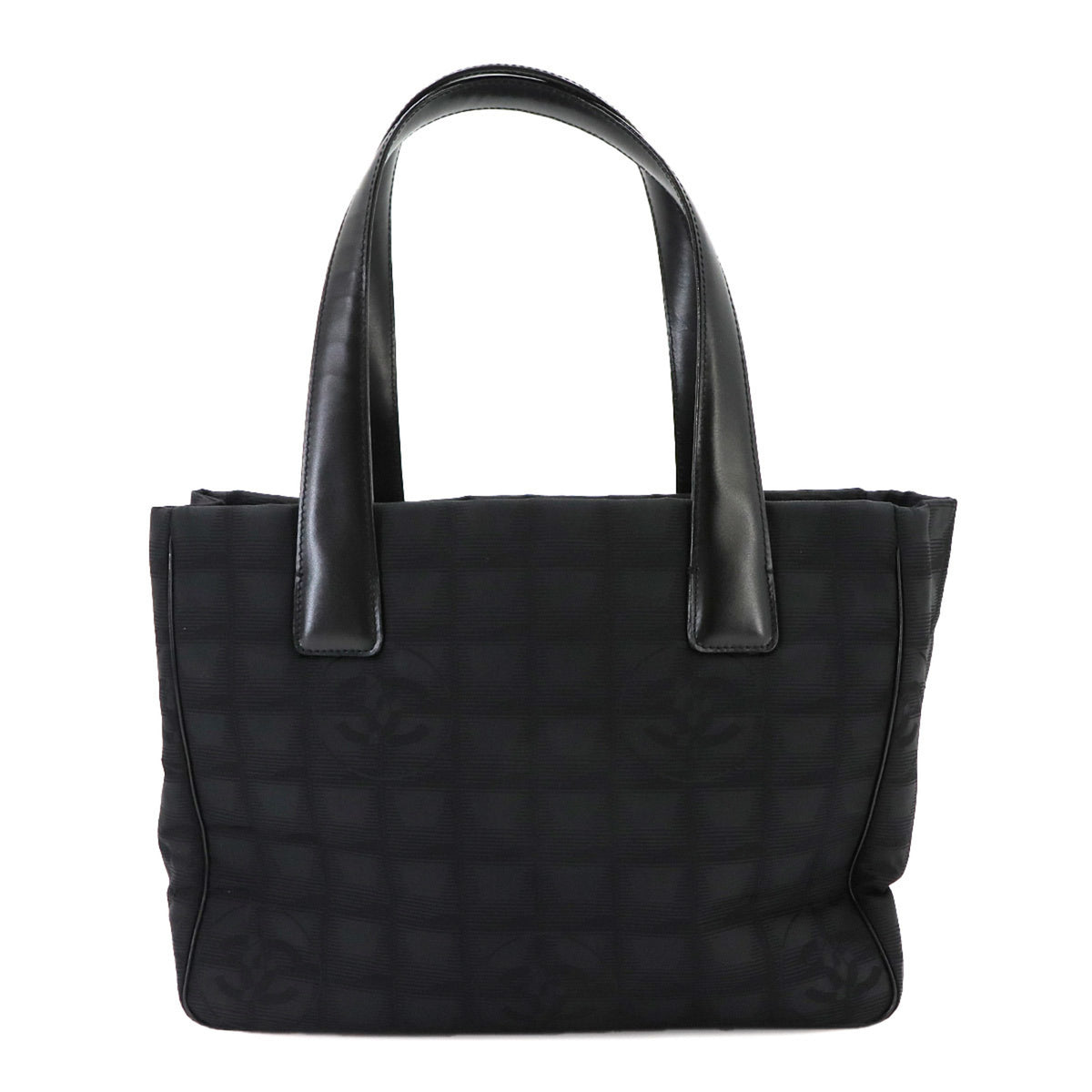 Chanel Black Jacquard Leather Handbag Tote Bag (Pre-Owned)