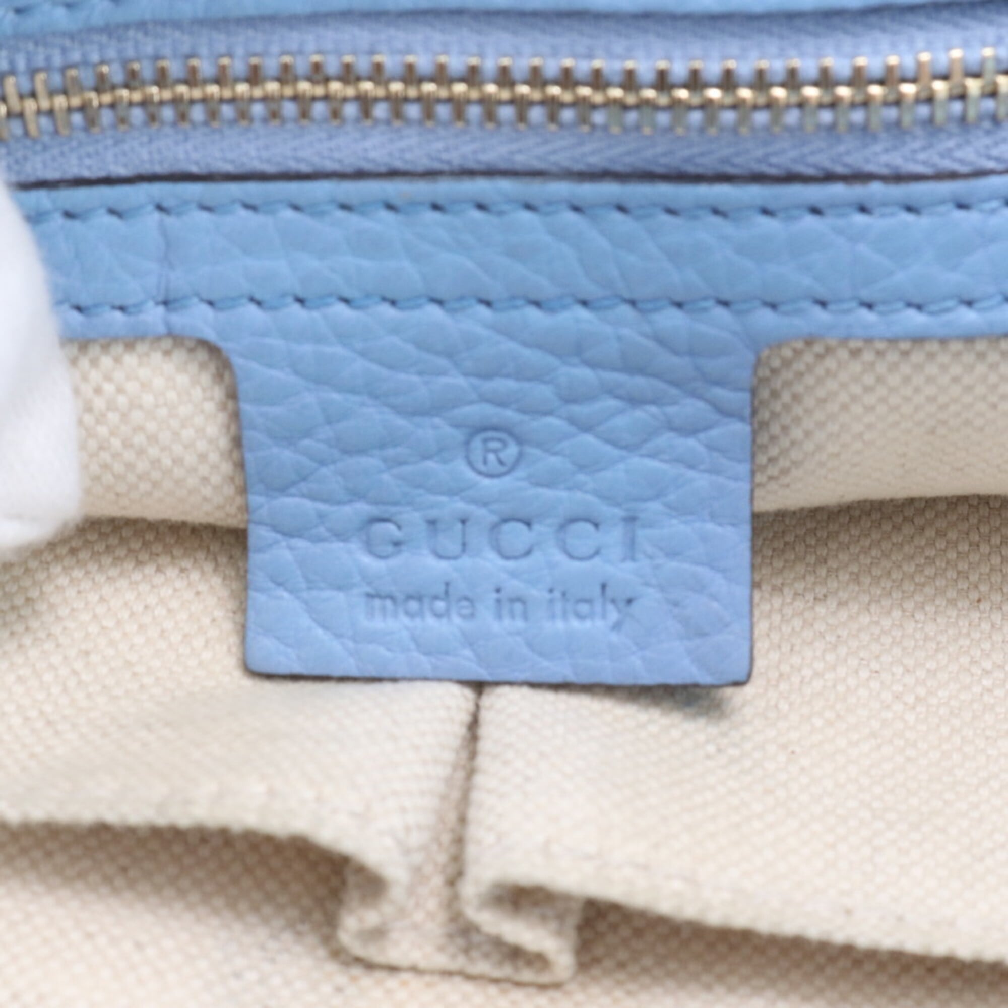 Gucci Sky Blue Leather Handbag Shoulder Bag Tote Bag (Pre-Owned)