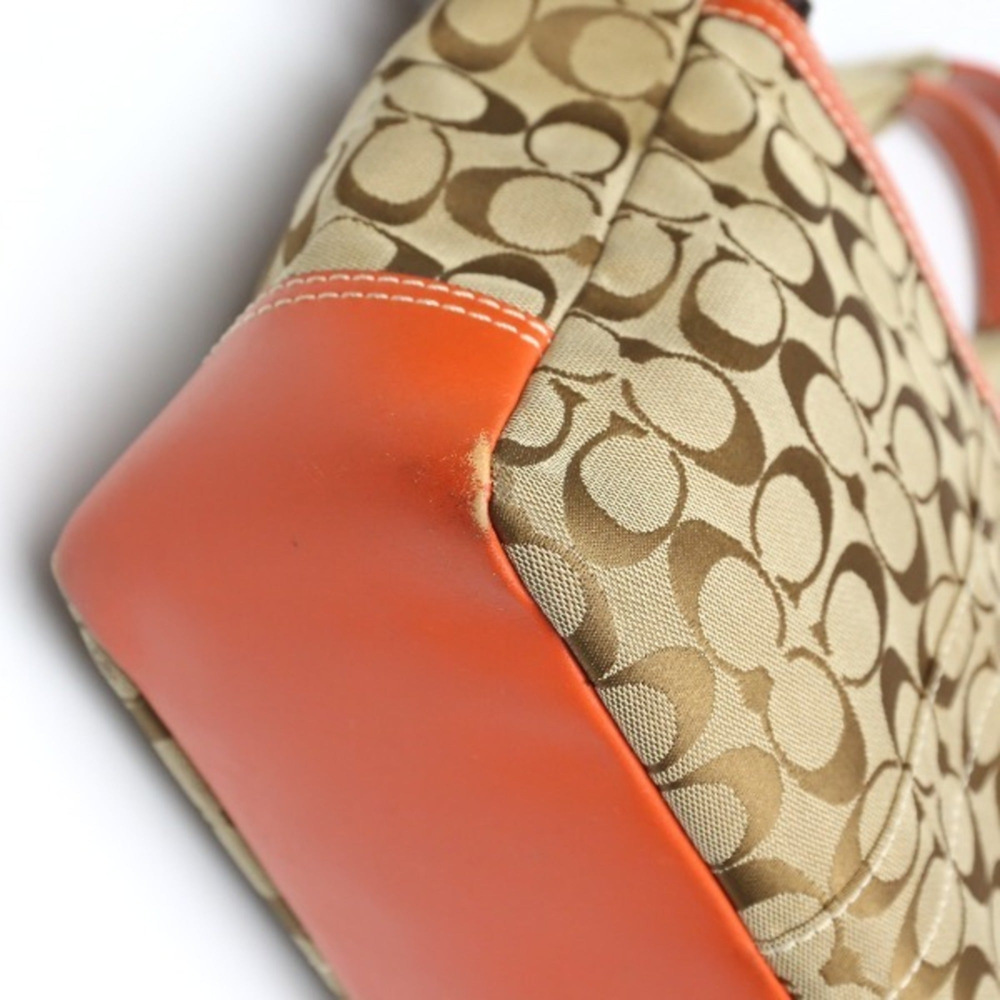 Coach Orange Signature Line Tote Bag (Pre-Owned)
