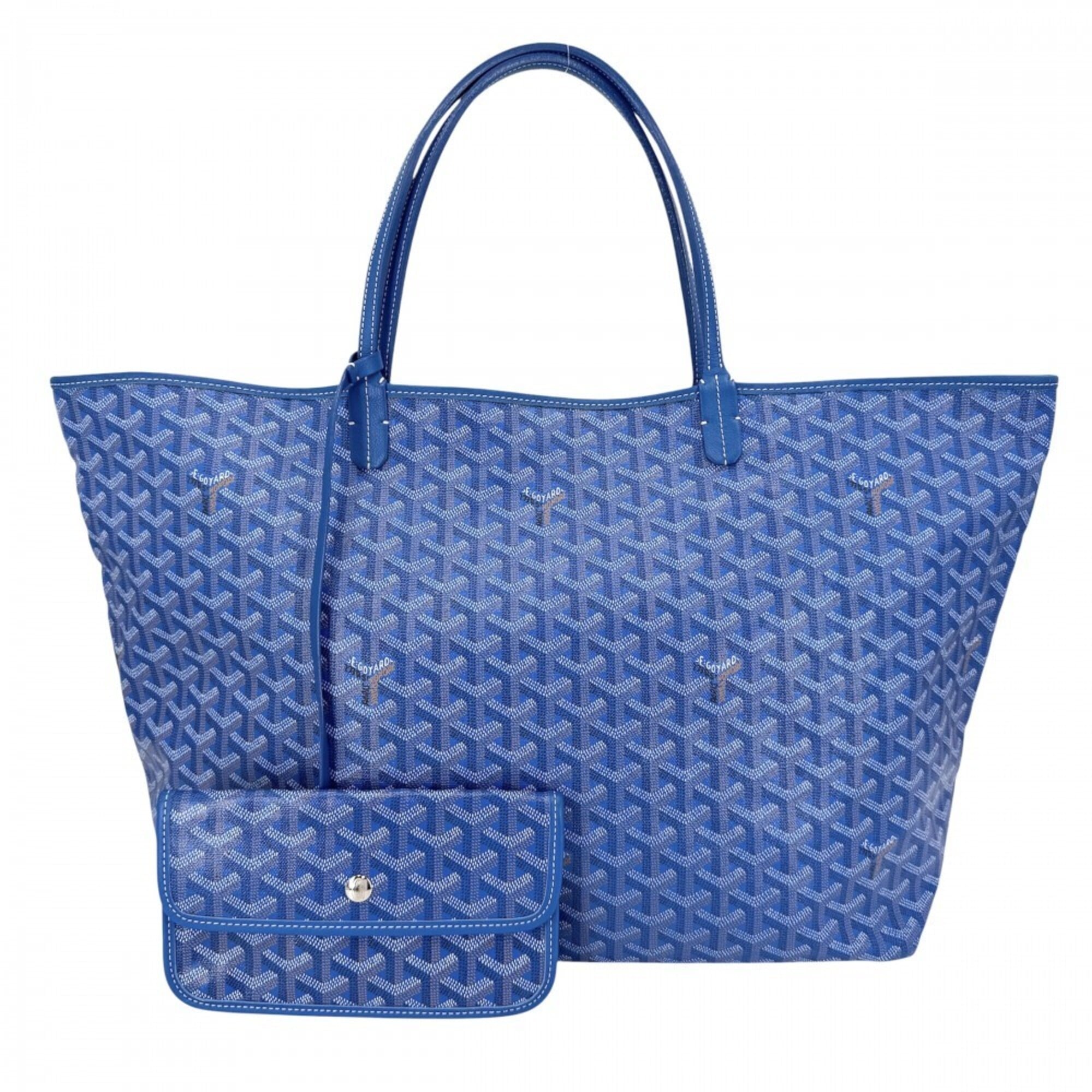 Goyard Blue Coated Canvas Leather Handbag Pouch Tote Bag (Pre-Owned)
