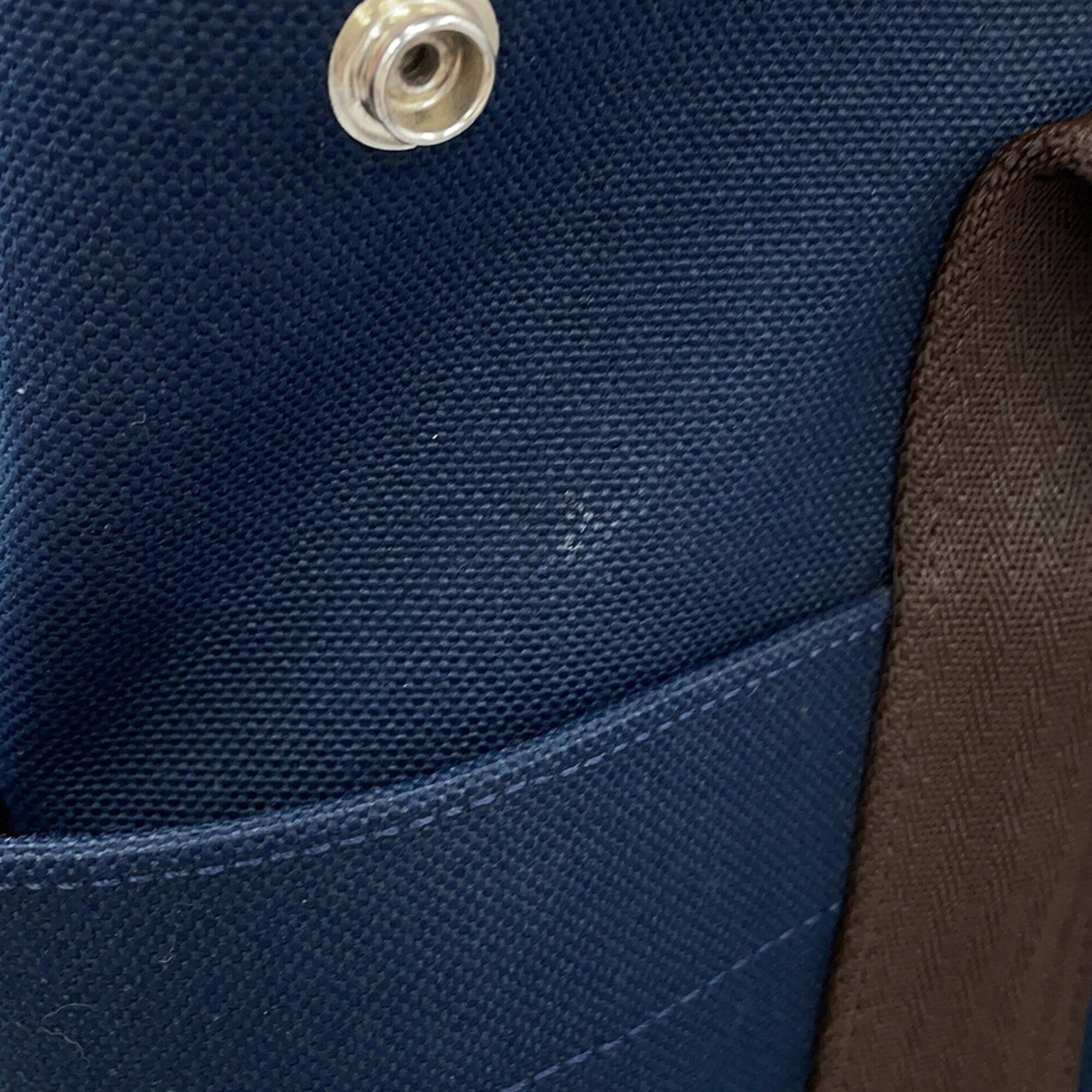 Hermes Kara Feu Navy Toile Chevron Canvas Handbag (Pre-Owned)